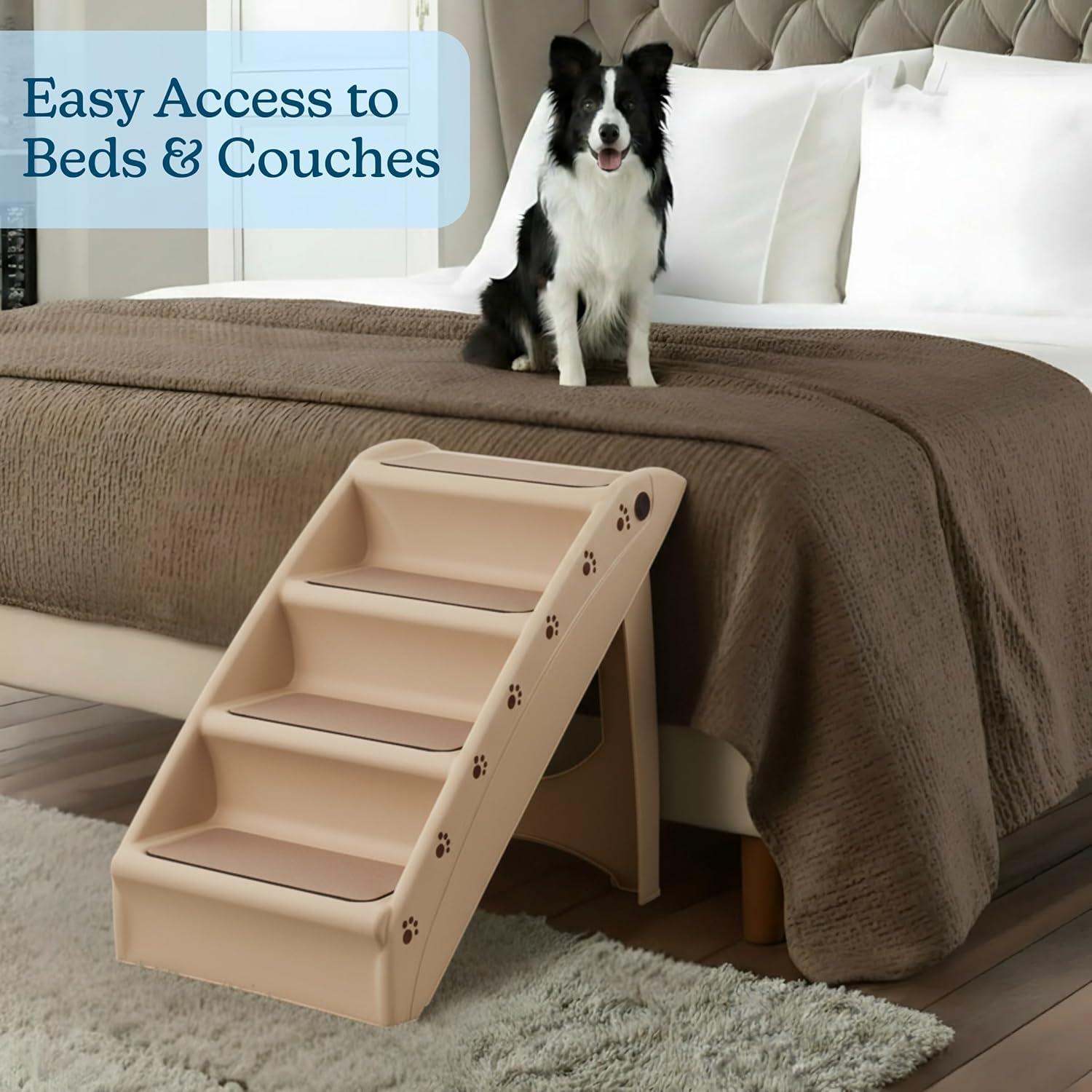 Escaleras Plegables Antideslizantes PETMAKER 4 Escalones Beige