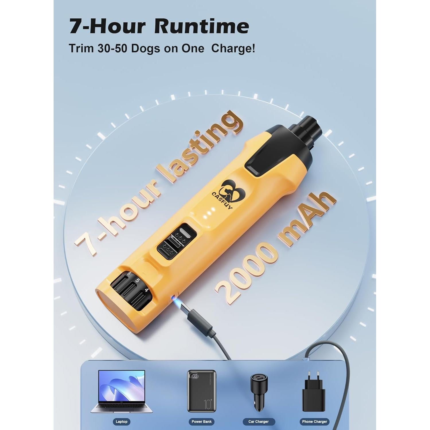 Molinillo de Uñas Eléctrico Casfuy N70 - 6 Velocidades, 2000mAh