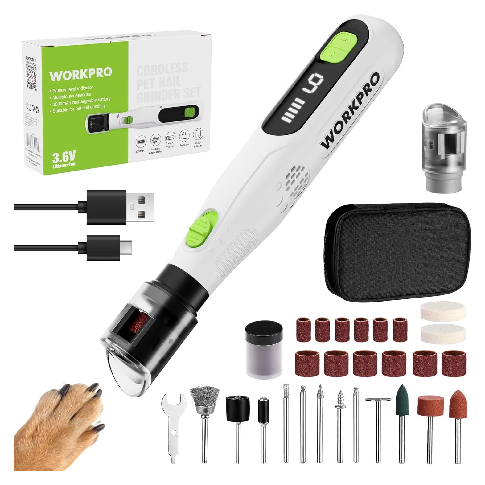 WORKPRO 3.6V Cordless Rotary Tool Kit, 70 Accessories, 6 Variable Speeds, Type-C Rechargeable, Mini Power Rotary Tool for Sanding, Polishing, Engraving and Pet Nail Grooming