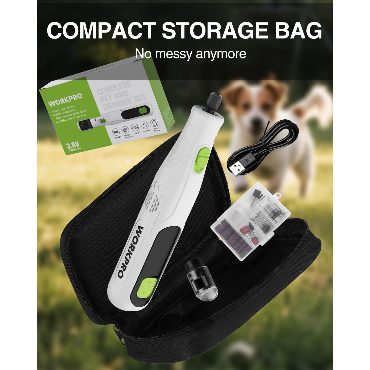 WORKPRO 3.6V Cordless Rotary Tool Kit, 70 Accessories, 6 Variable Speeds, Type-C Rechargeable, Mini Power Rotary Tool for Sanding, Polishing, Engraving and Pet Nail Grooming