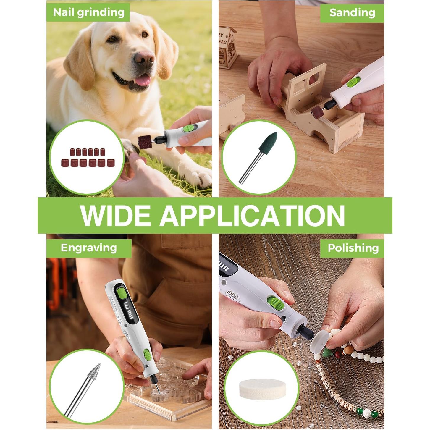 WORKPRO 3.6V Cordless Rotary Tool Kit, 70 Accessories, 6 Variable Speeds, Type-C Rechargeable, Mini Power Rotary Tool for Sanding, Polishing, Engraving and Pet Nail Grooming