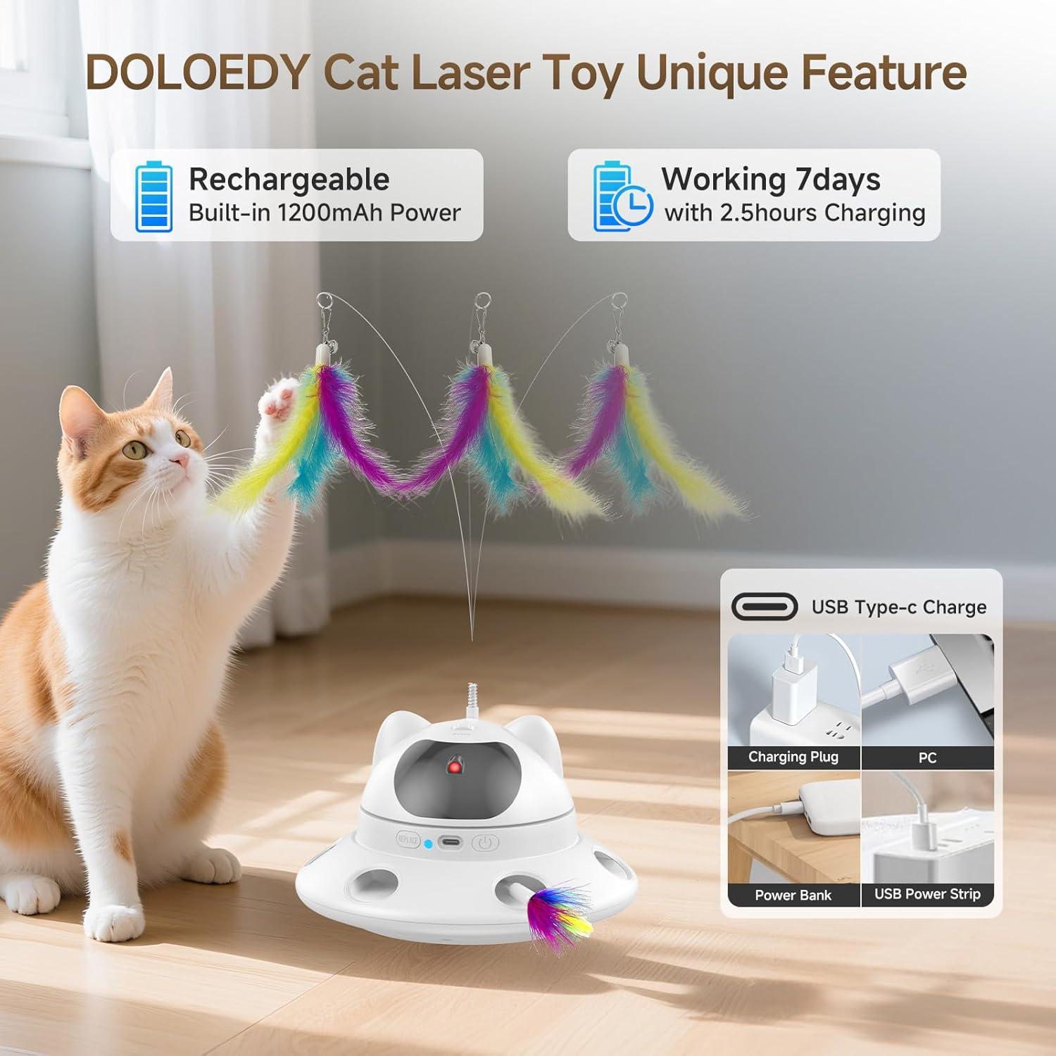 Juguete láser para gatos DOLOEDY 3 en 1 recargable USB
