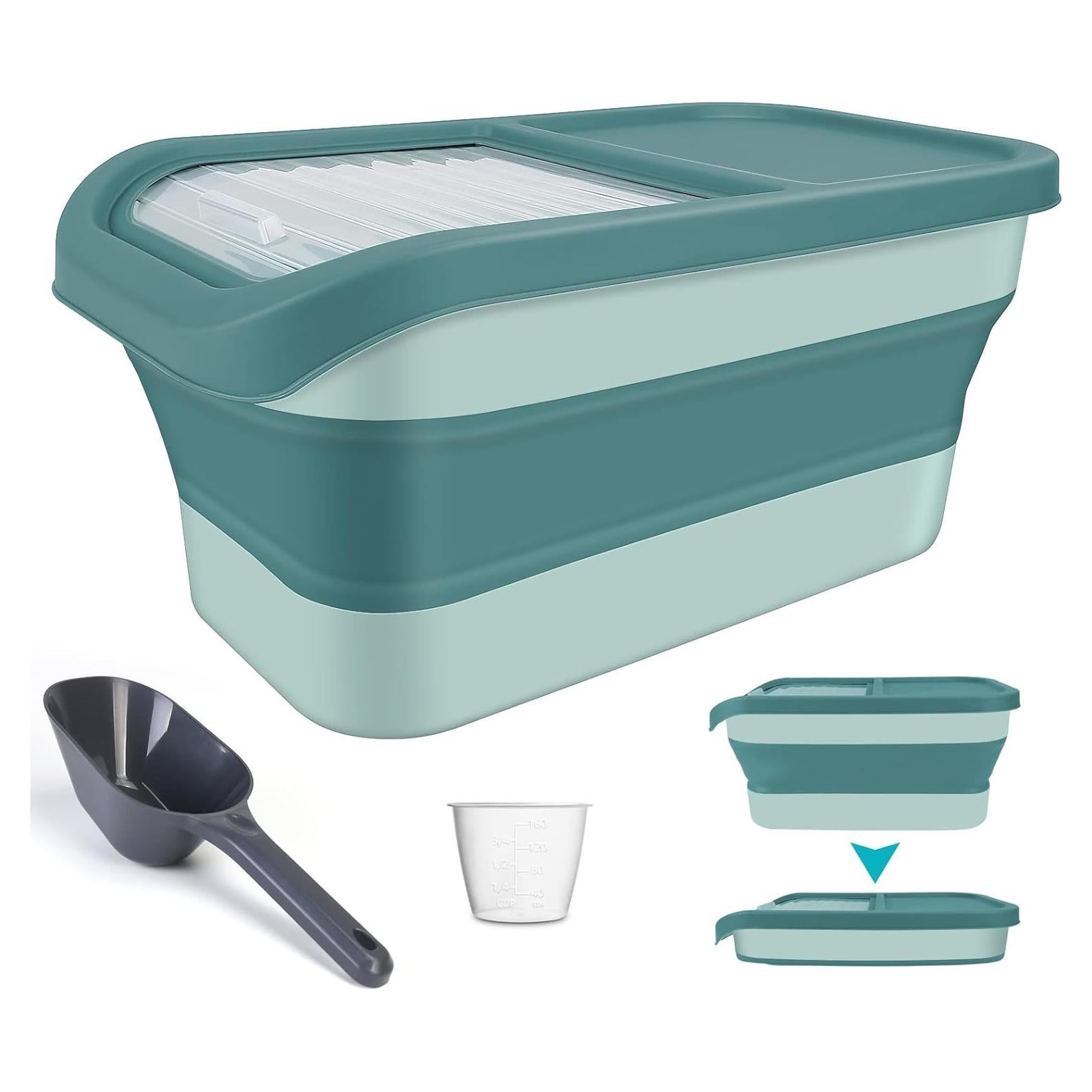 Contenedor Plegable para Comida de Mascotas YECERCAN 15L Verde