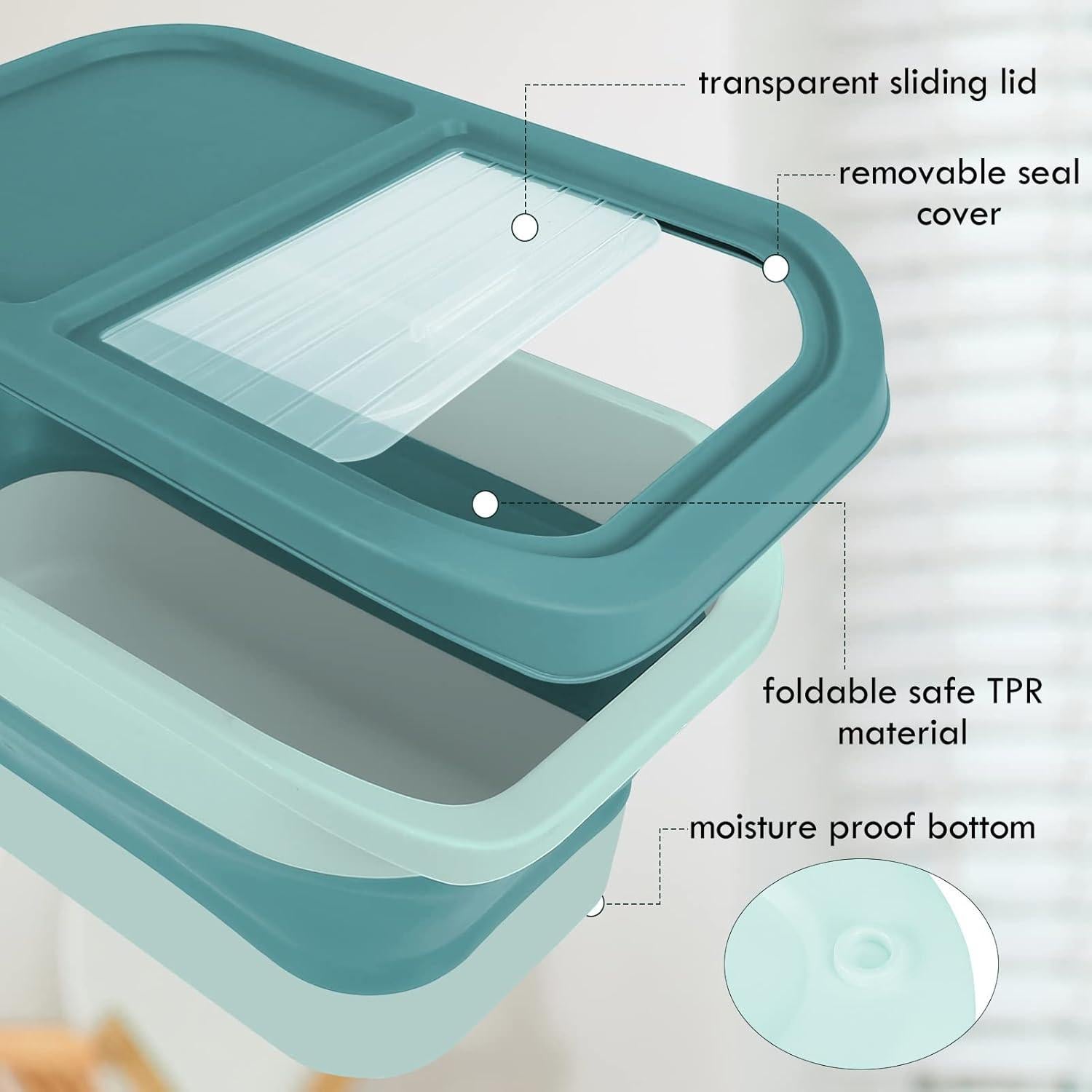 Contenedor Plegable para Comida de Mascotas YECERCAN 15L Verde