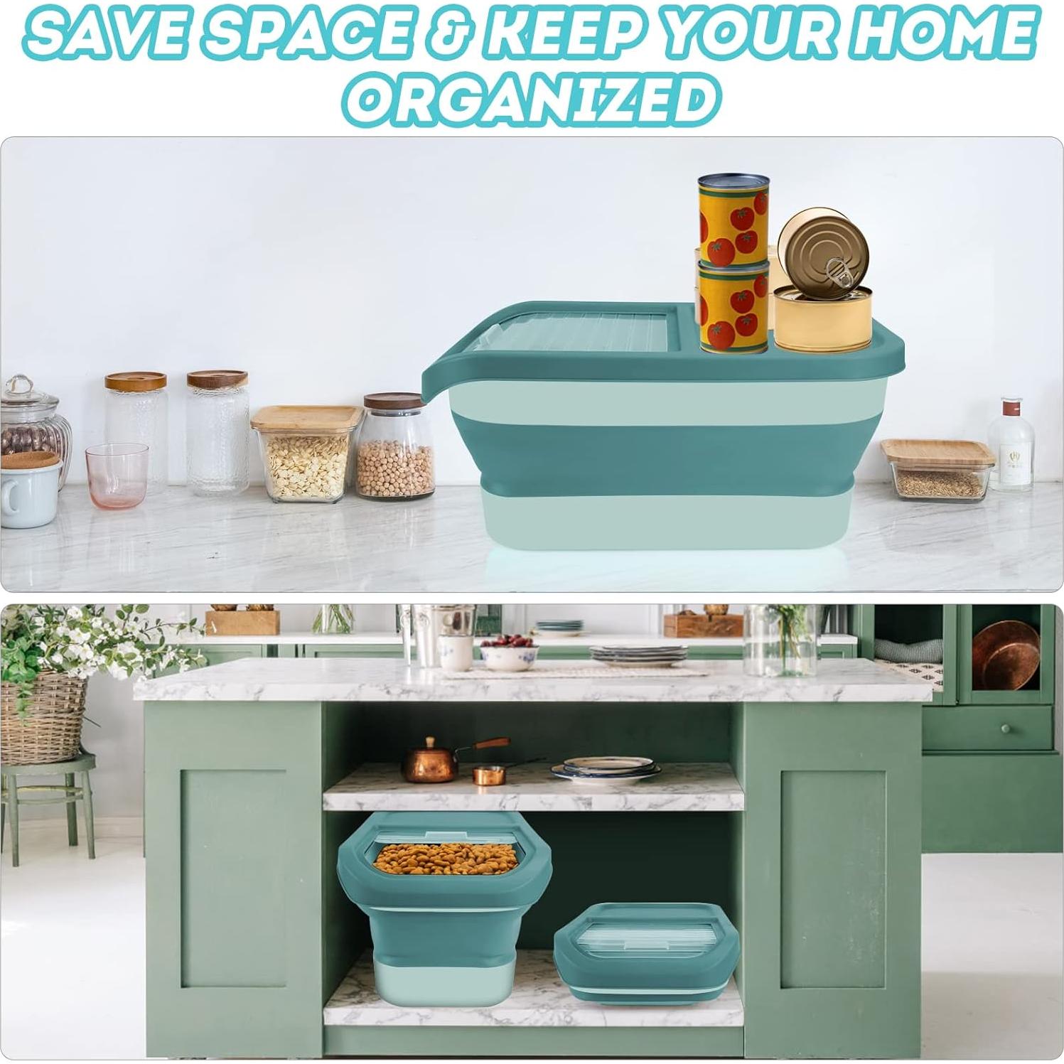 Contenedor Plegable para Comida de Mascotas YECERCAN 15L Verde