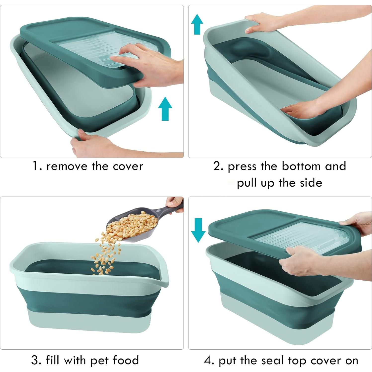 Contenedor Plegable para Comida de Mascotas YECERCAN 15L Verde