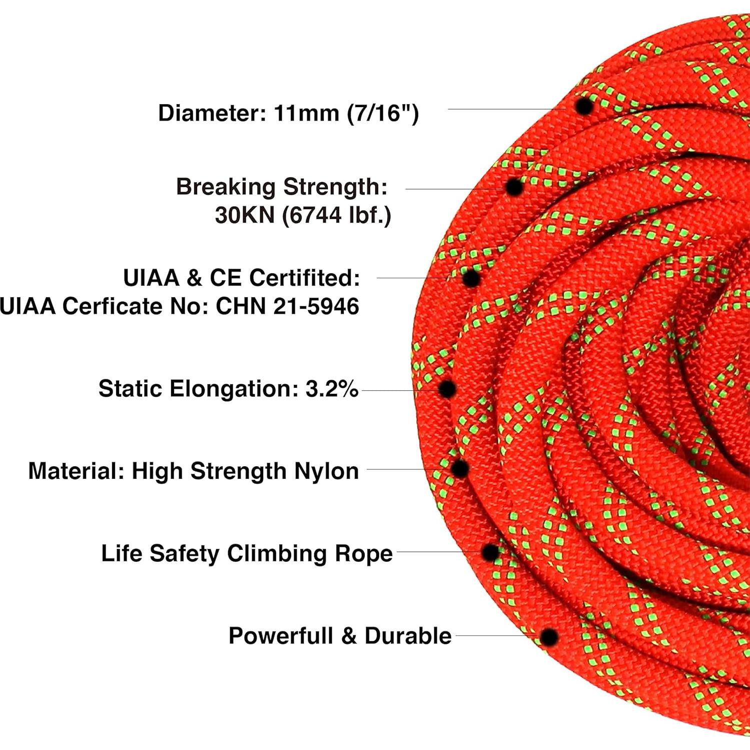 Cuerda de Escalada Estática PHRIXUS 10mm 19.51m Nylon