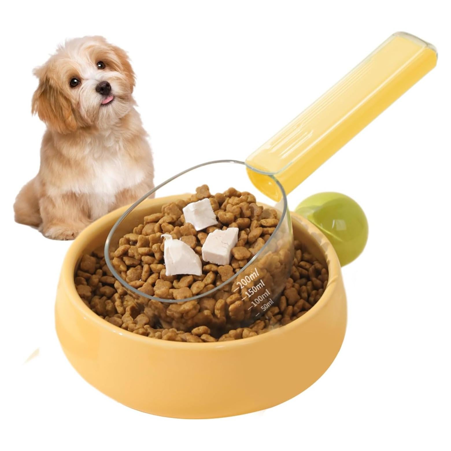 Cuchara Medidora para Comida de Mascotas LERAO 1 Taza Amarillo