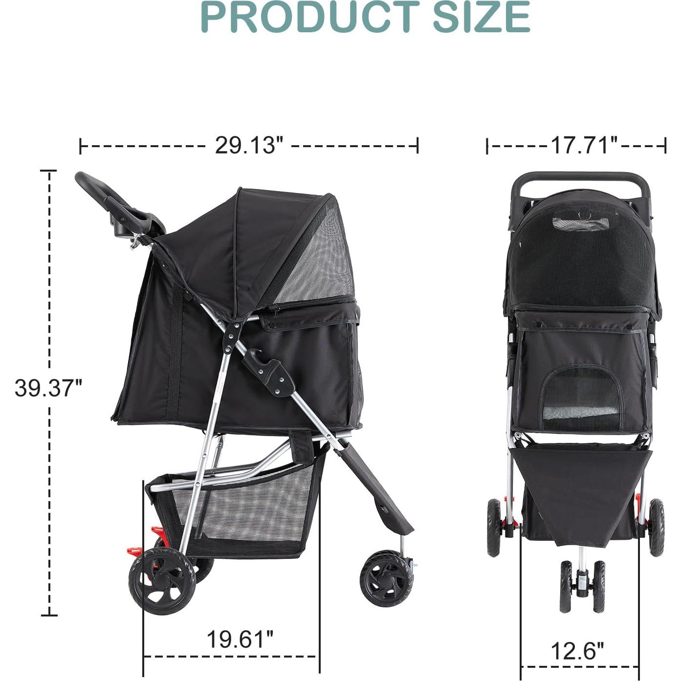 Carrito de Mascotas Sweetcrispy Plegable para Perros y Gatos 73.9x44.9cm