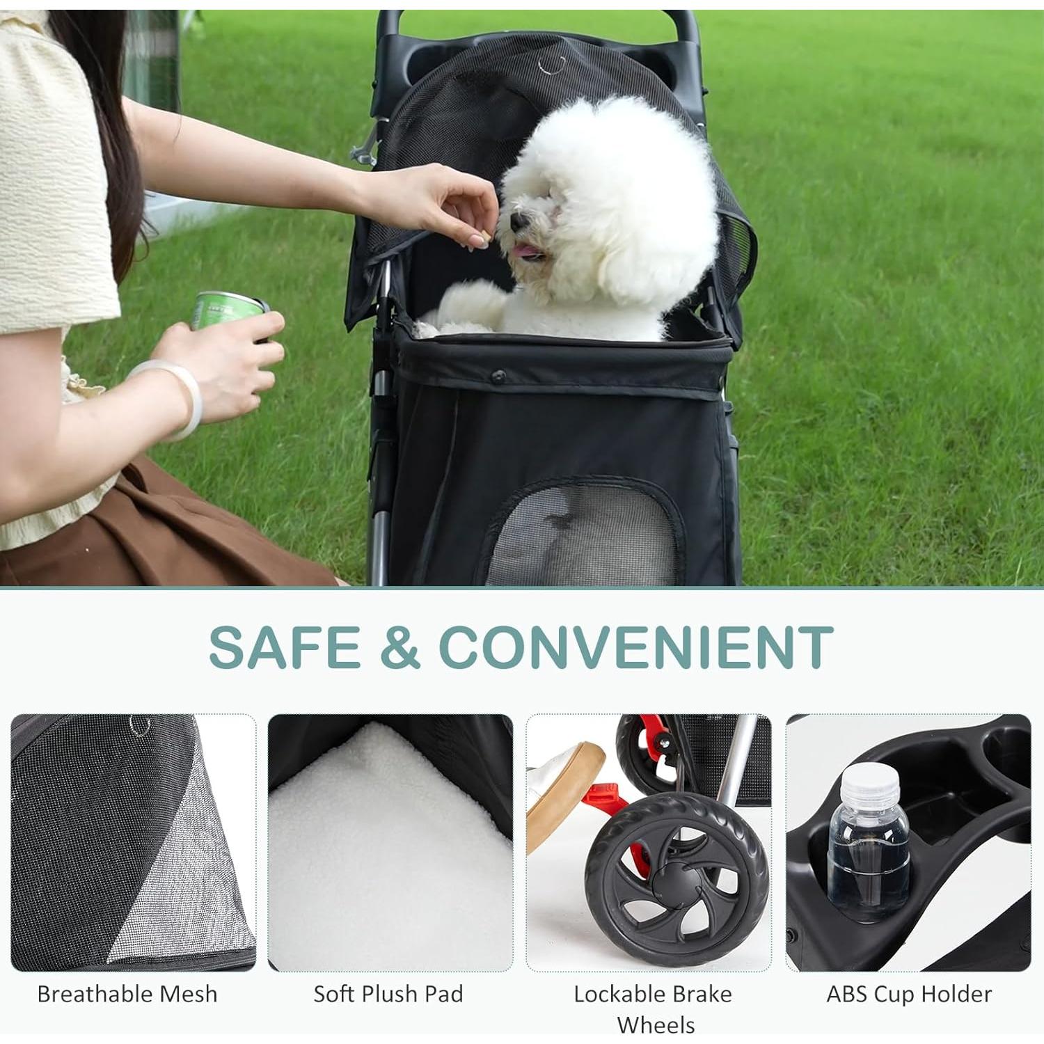 Carrito de Mascotas Sweetcrispy Plegable para Perros y Gatos 73.9x44.9cm