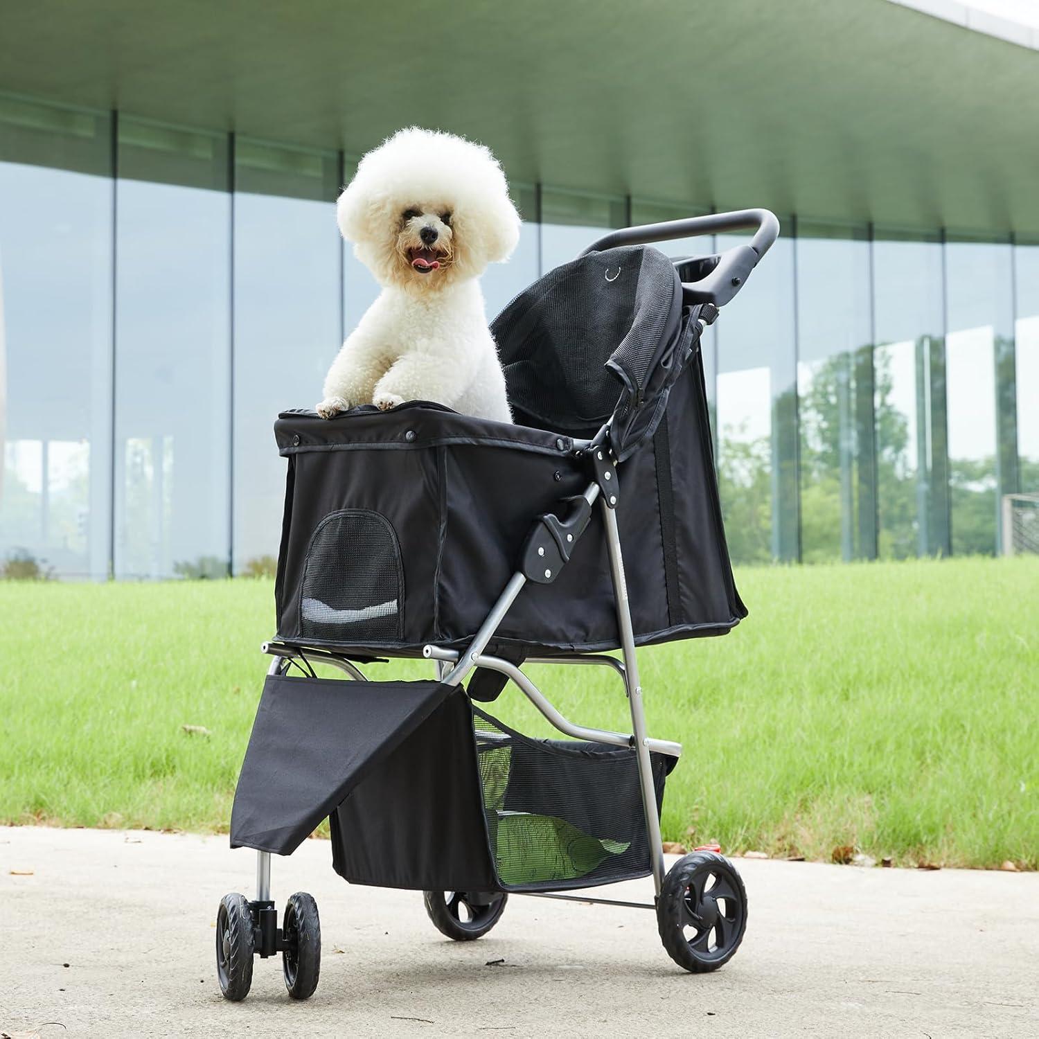 Carrito de Mascotas Sweetcrispy Plegable para Perros y Gatos 73.9x44.9cm