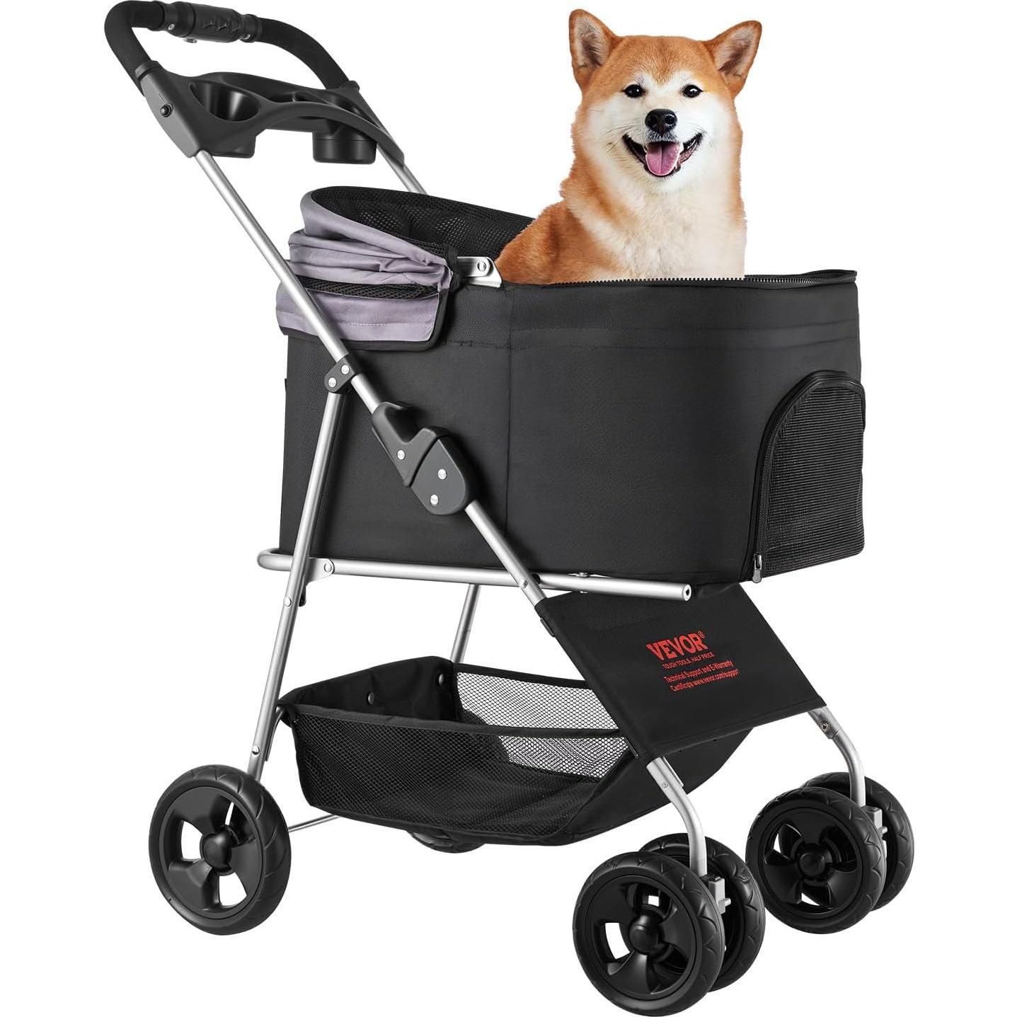 Carrito Plegable para Mascotas VEVOR 15 kg 4 Ruedas
