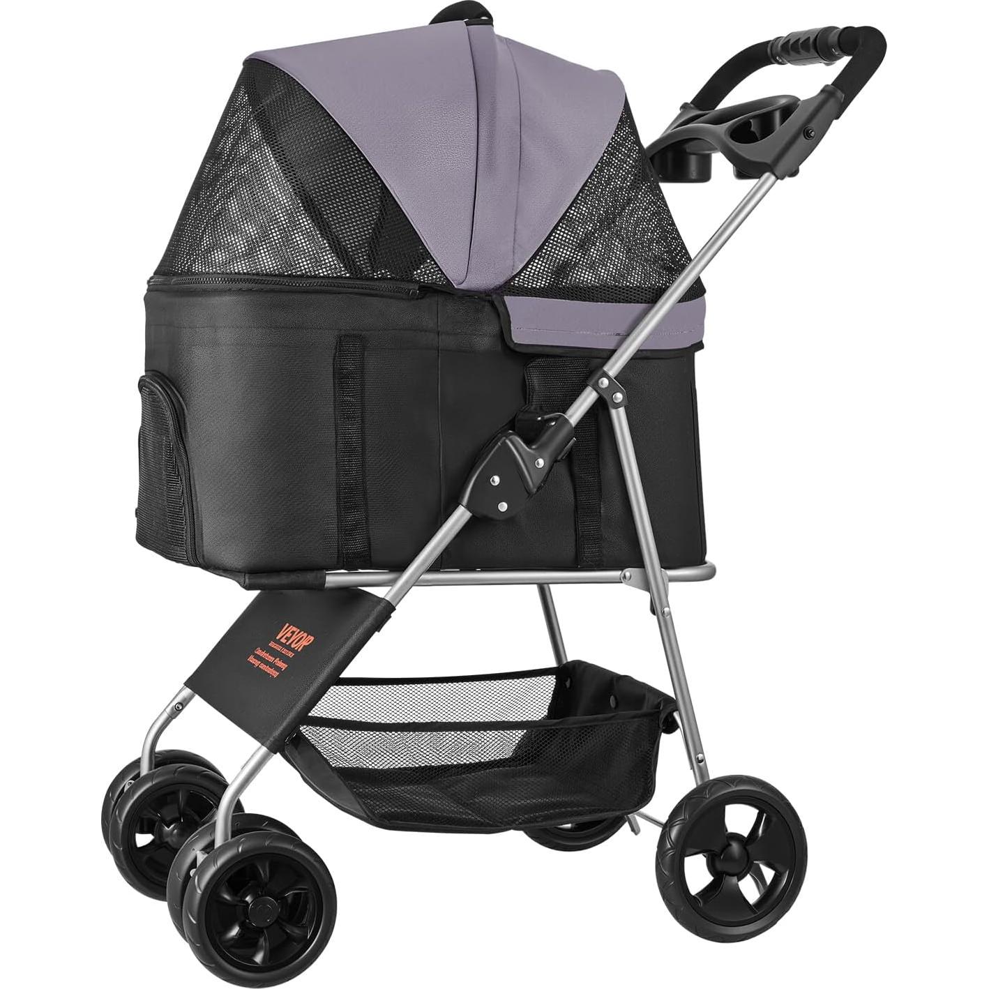 Carrito Plegable para Mascotas VEVOR 15 kg 4 Ruedas