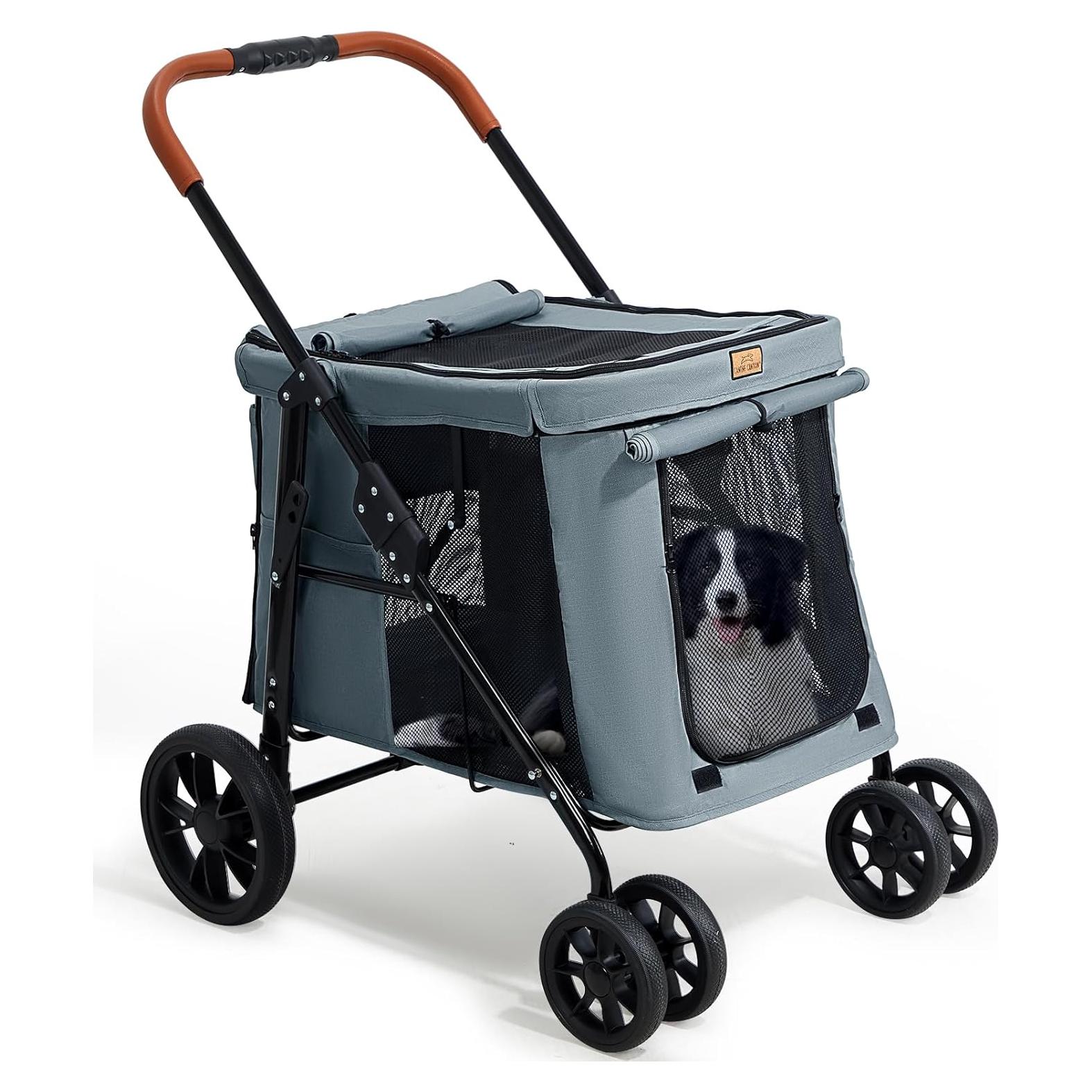 Carrito para Mascotas Canine Canyon Gris 4 Ruedas Plegable 25 kg