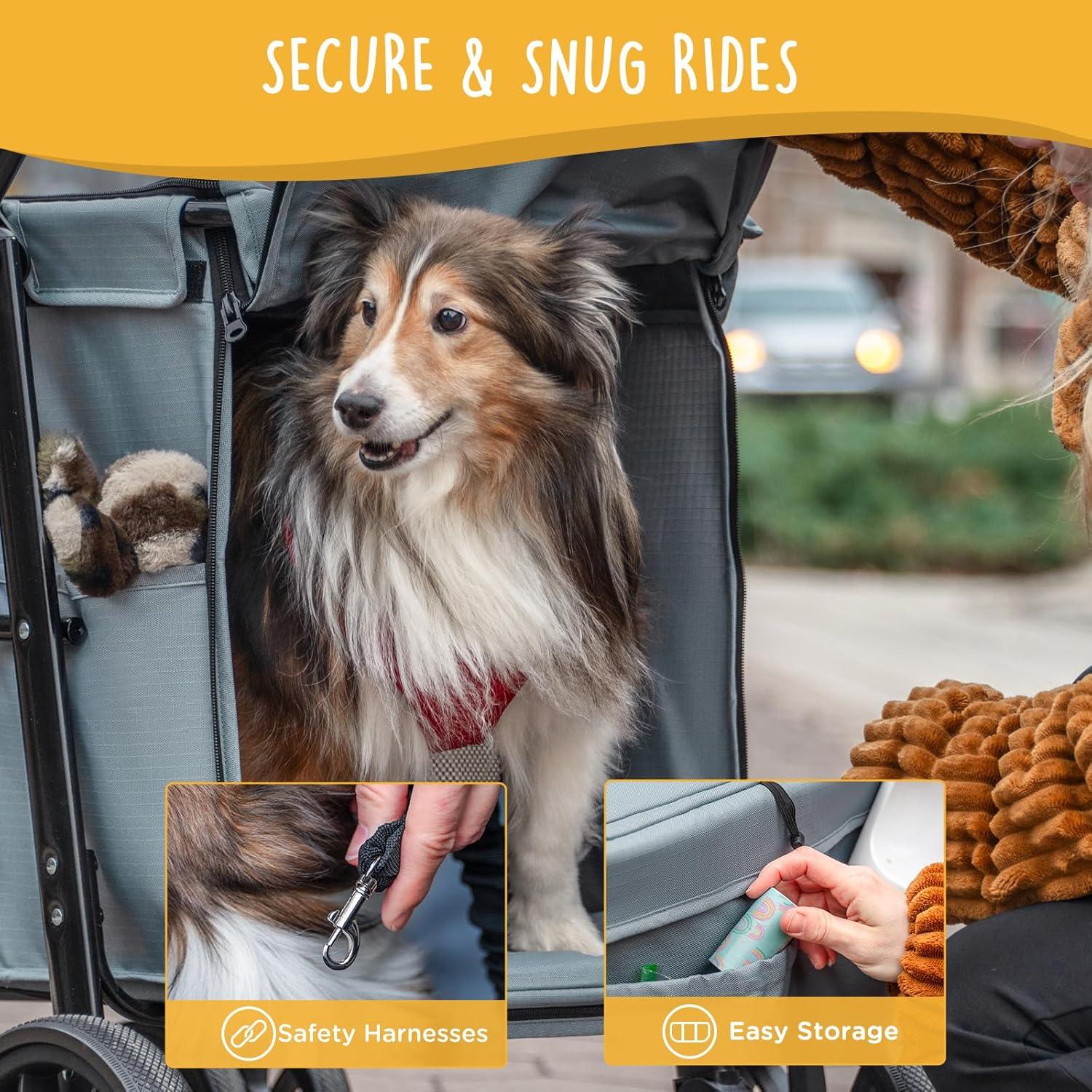 Carrito para Mascotas Canine Canyon Gris 4 Ruedas Plegable 25 kg