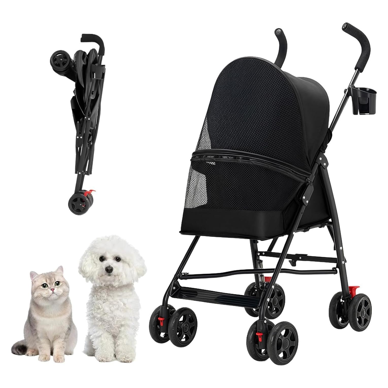 Carrito para Mascotas CYUmail Plegable Negro 6.8 kg