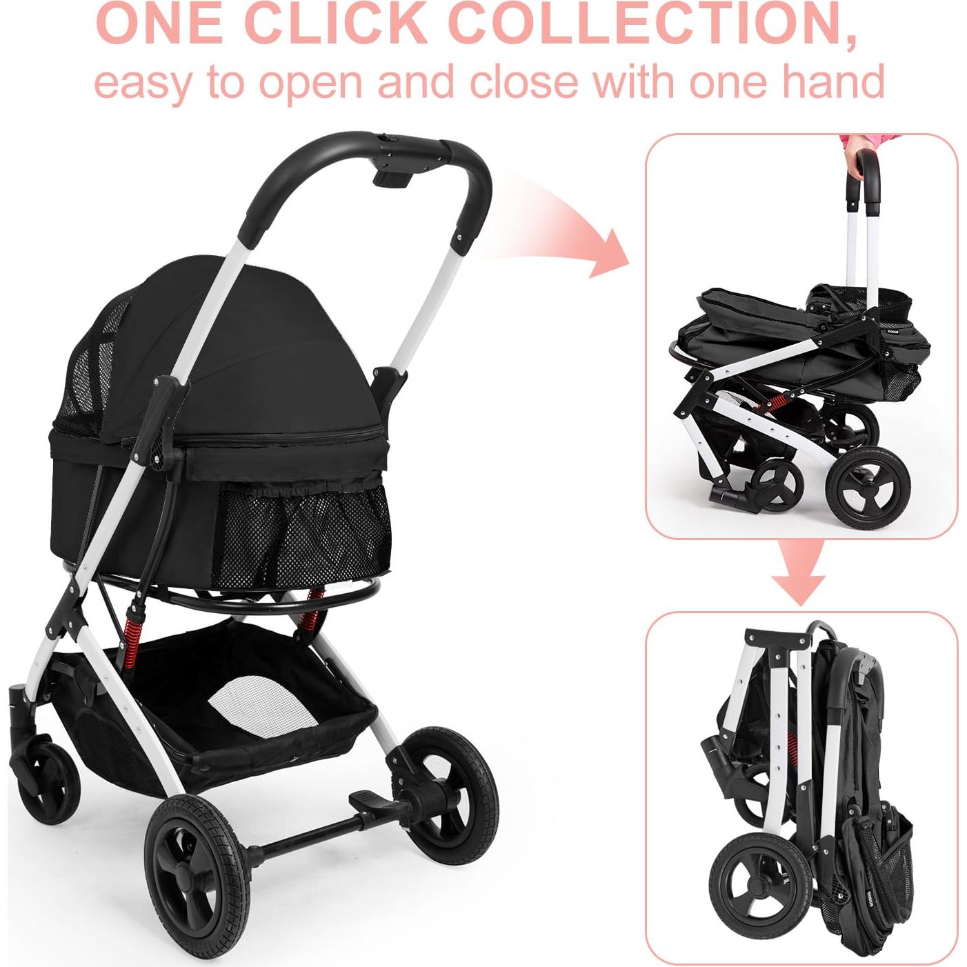 Carrito para Mascotas BETSOCCI Plegable Negro 20kg 4 Ruedas