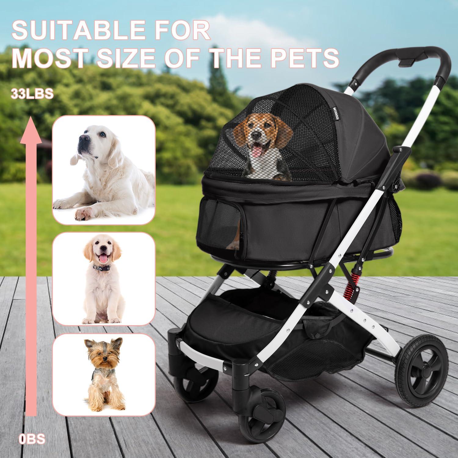 Carrito para Mascotas BETSOCCI Plegable Negro 20kg 4 Ruedas