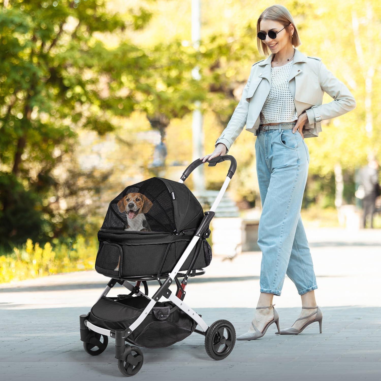 Carrito para Mascotas BETSOCCI Plegable Negro 20kg 4 Ruedas