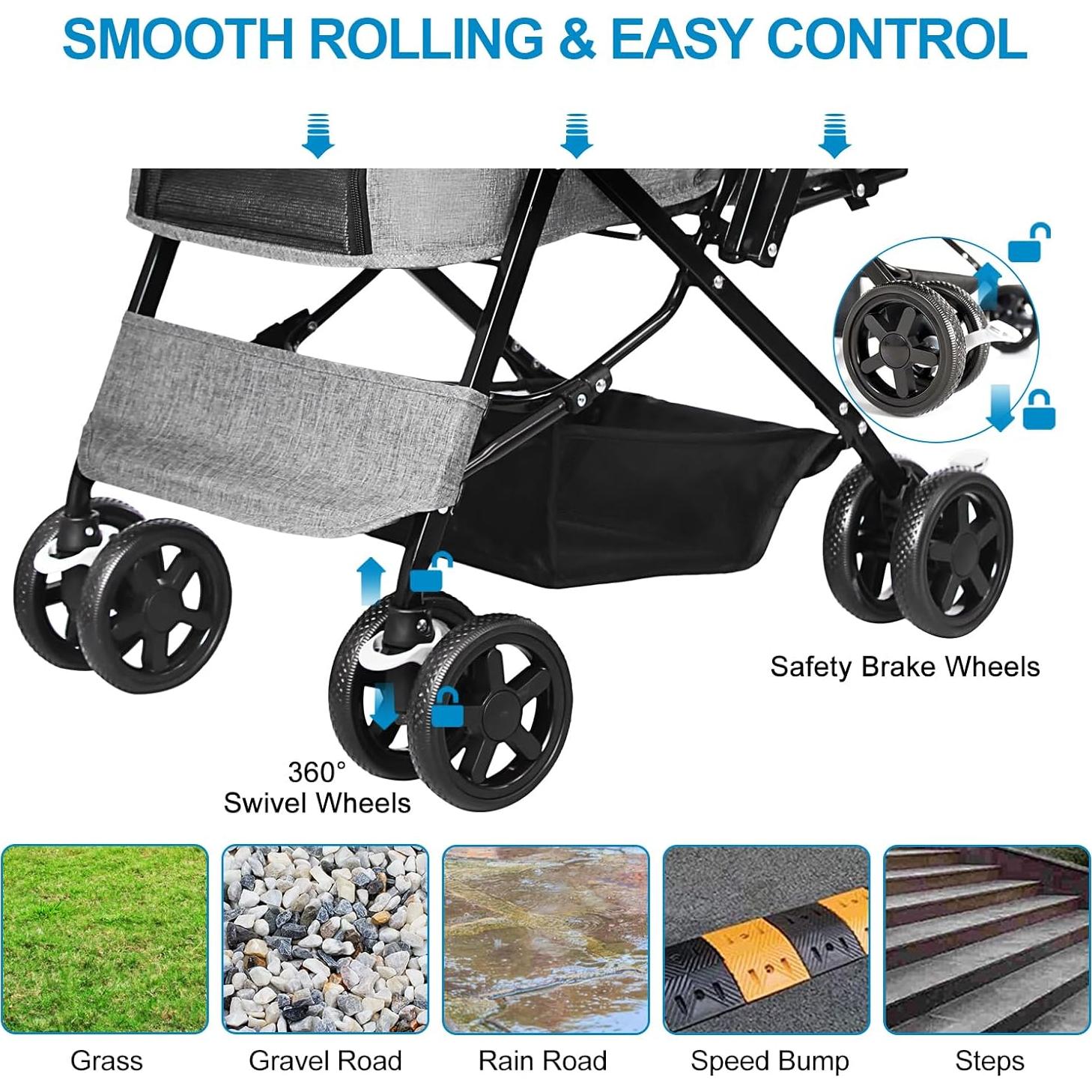 Carrito de Mascotas LPOTIUS Plegable Doble Gris 20 kg