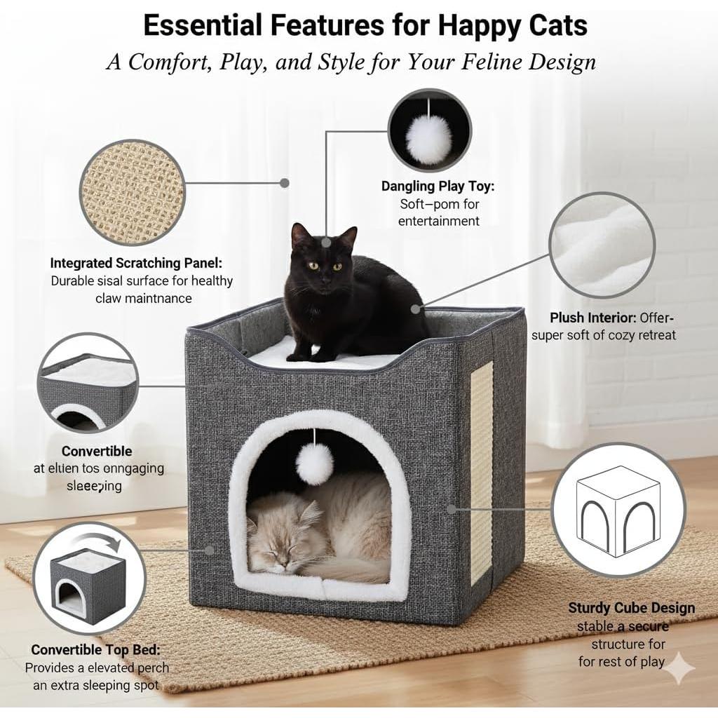 Cueva de Gato de Fieltro Ashwood - Refugio Acogedor 39cm