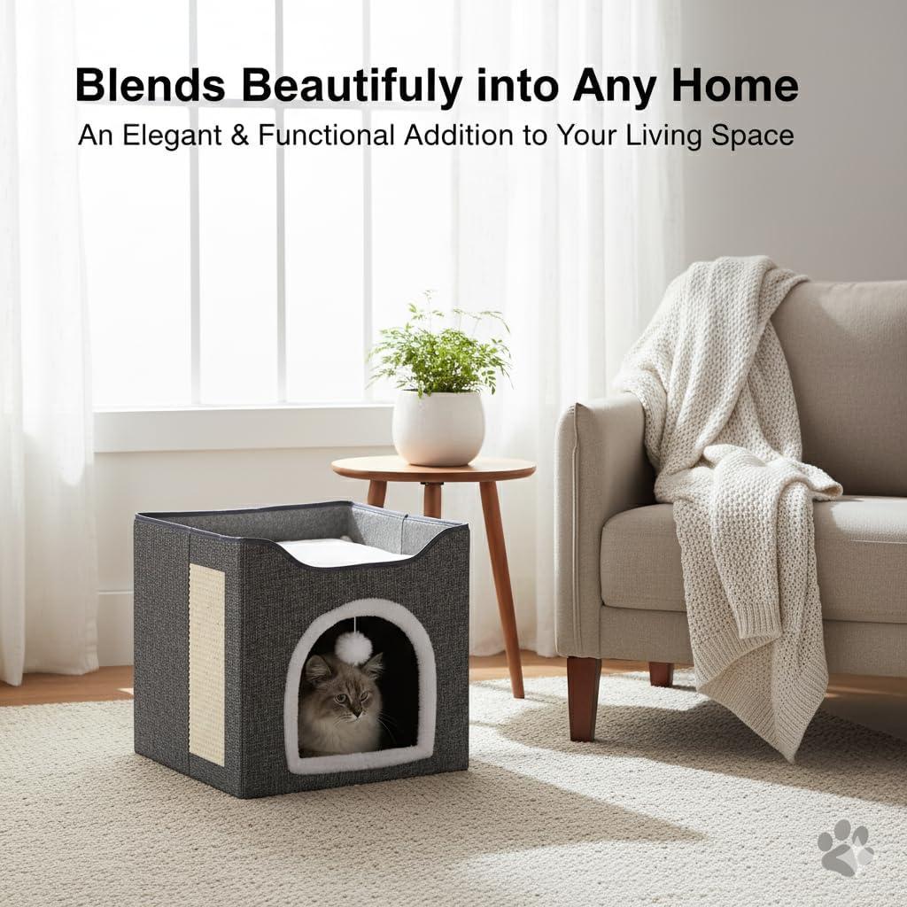 Cueva de Gato de Fieltro Ashwood - Refugio Acogedor 39cm