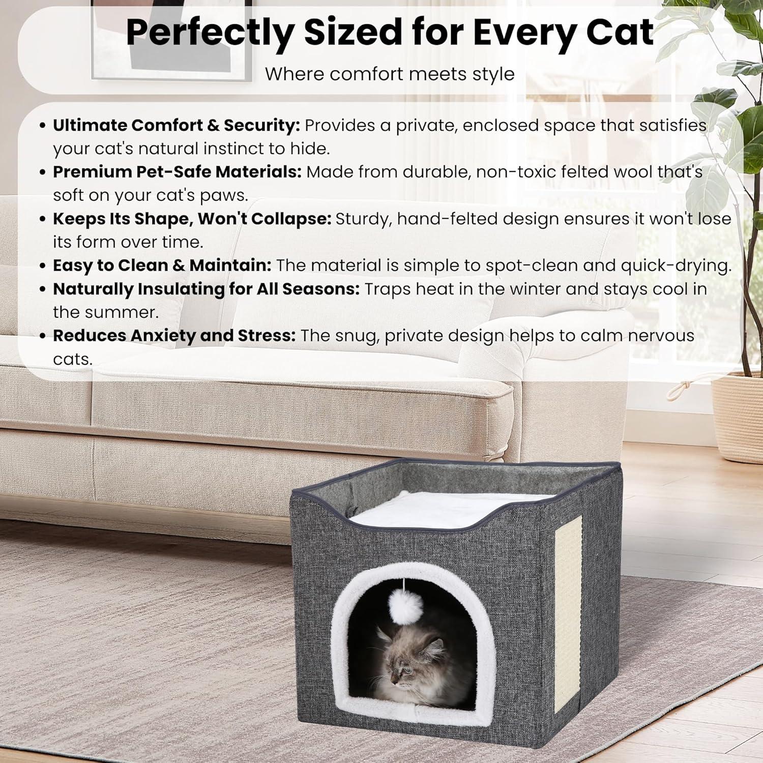 Cueva de Gato de Fieltro Ashwood - Refugio Acogedor 39cm