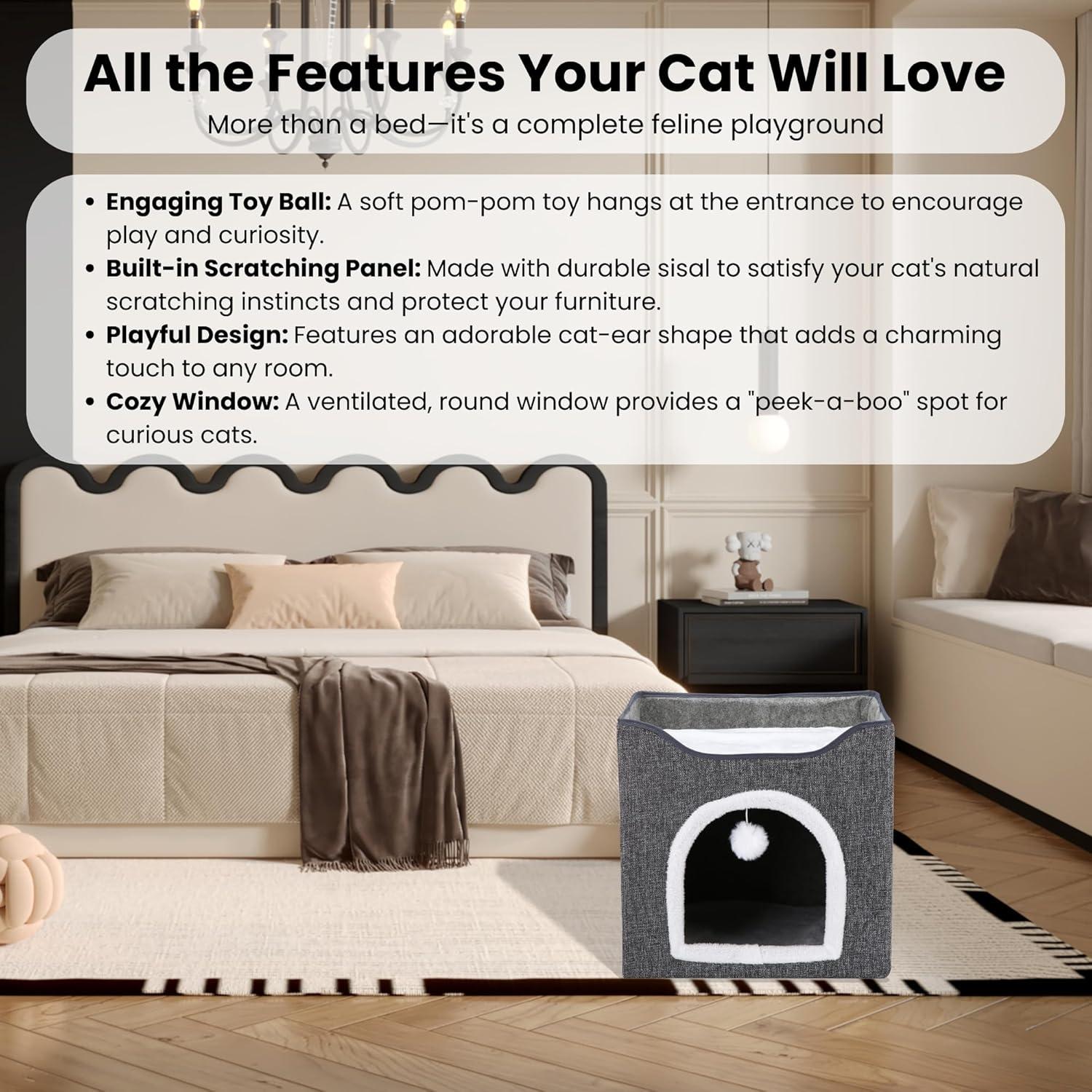 Cueva de Gato de Fieltro Ashwood - Refugio Acogedor 39cm