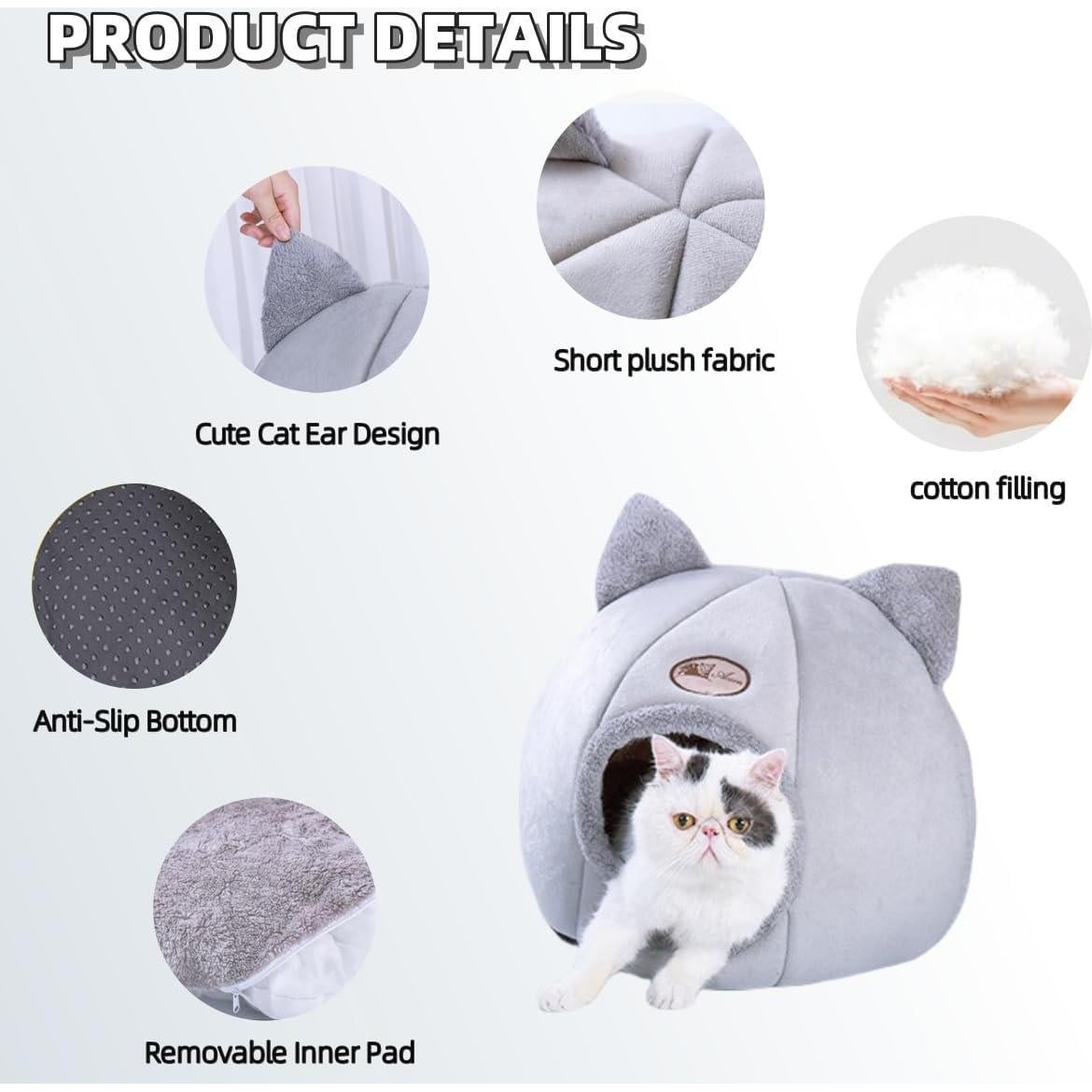 Cama para gatos JCATPD gris S 33x33x33 cm antideslizante
