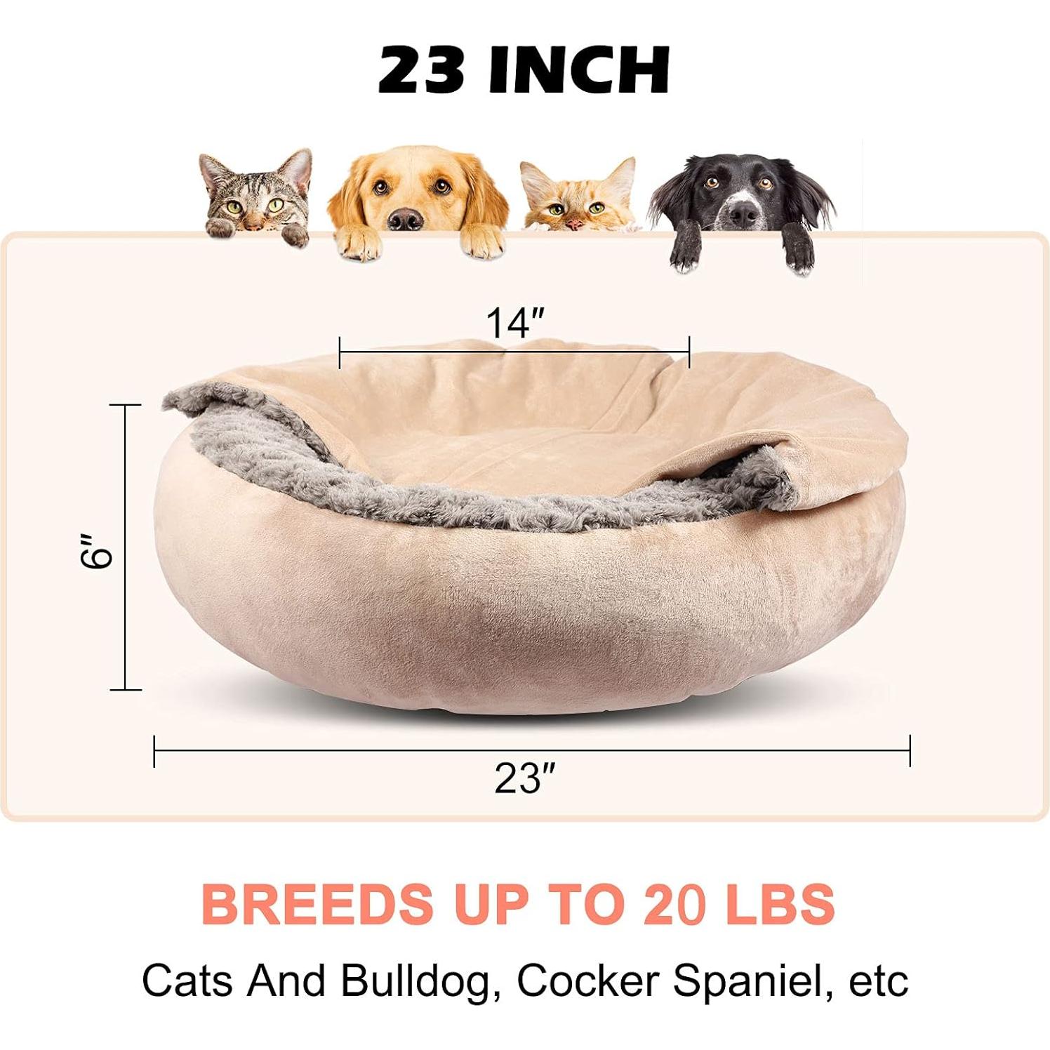 Cama para Perros y Gatos Pequeños GASUR 58.4 cm Antiestrés