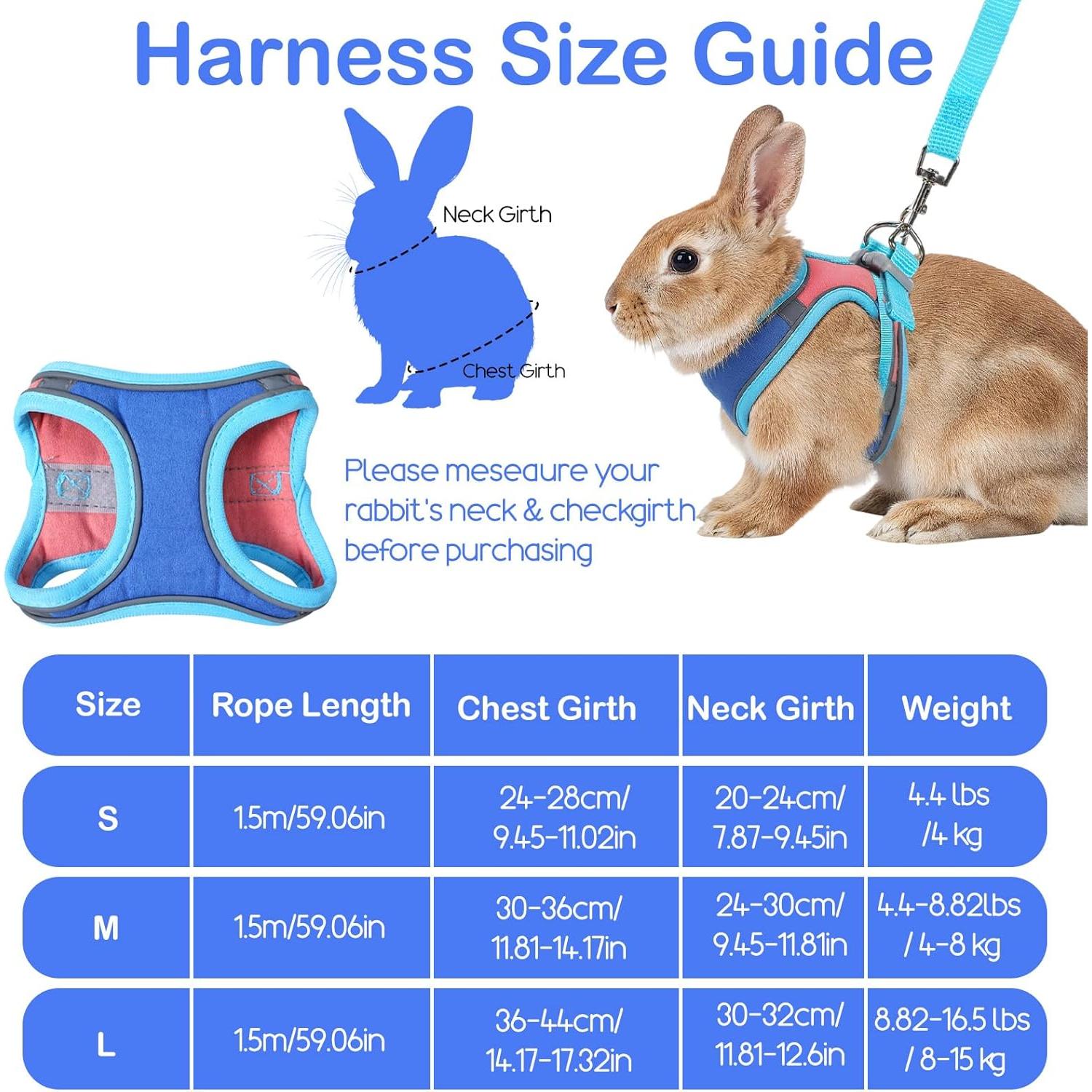 Arnés y Correa Ajustables Aiyorse para Conejos S Azul-Rosa