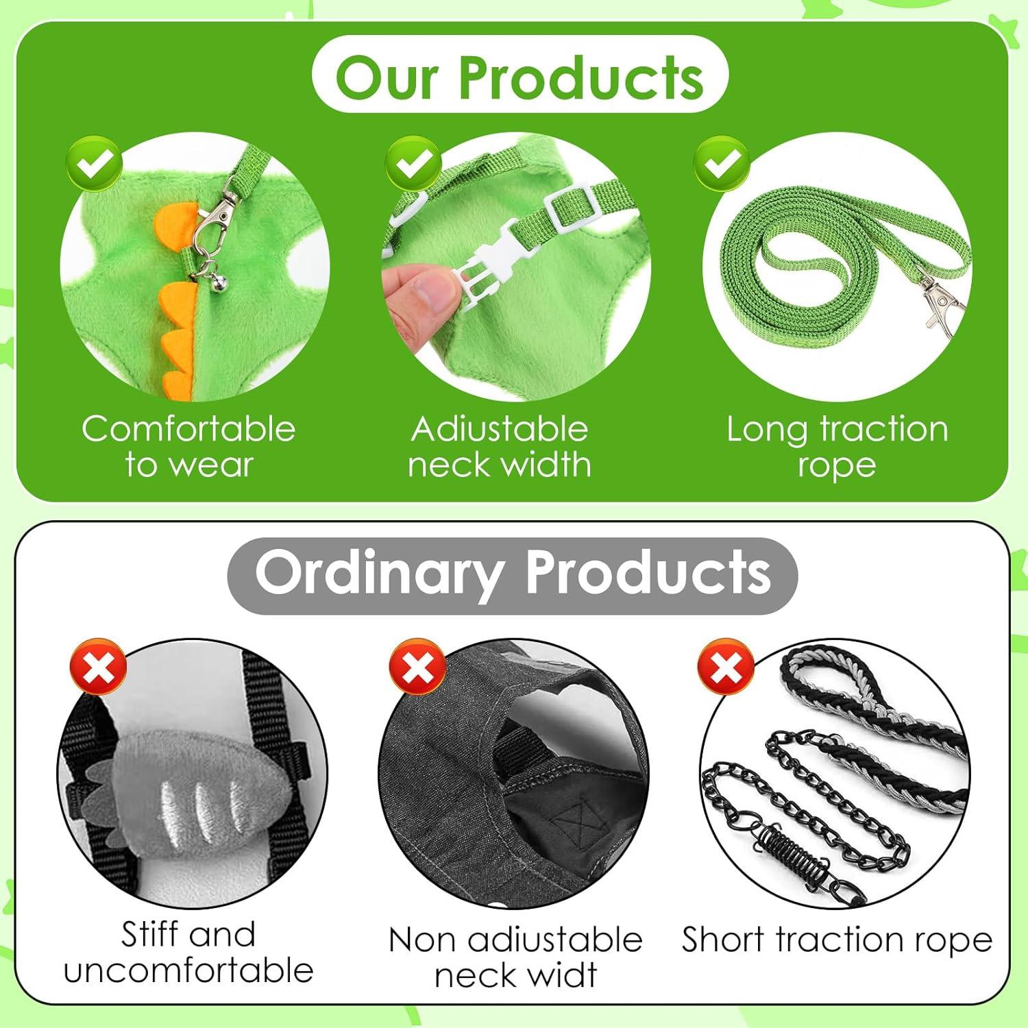 Arnés y Correa para Hurones YBEATY Diseño Dinosaurio Verde