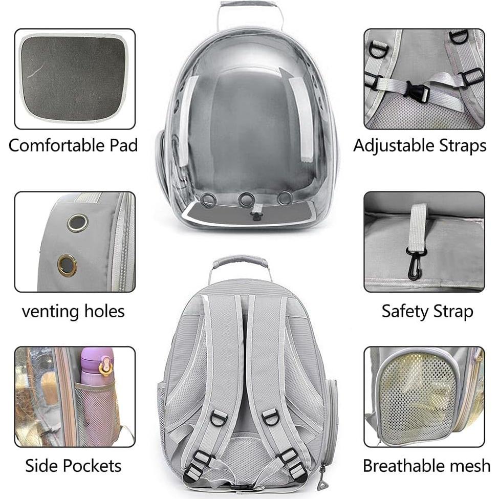 Mochila Transportín para Mascotas KuLGdami Gris 32.8x24.9cm