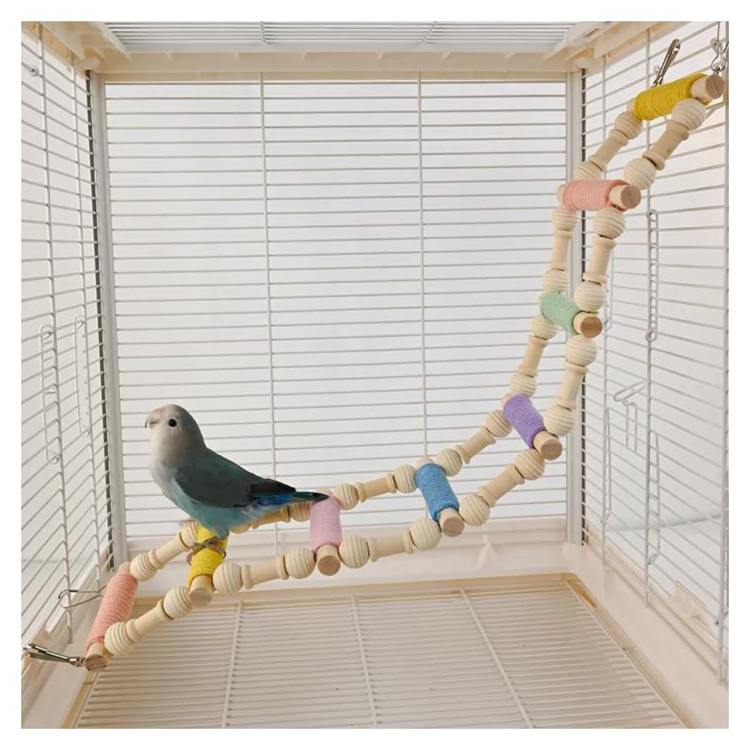 Escalera Colgante Grande Nopikku 8 Pasos para Aves 50x10cm