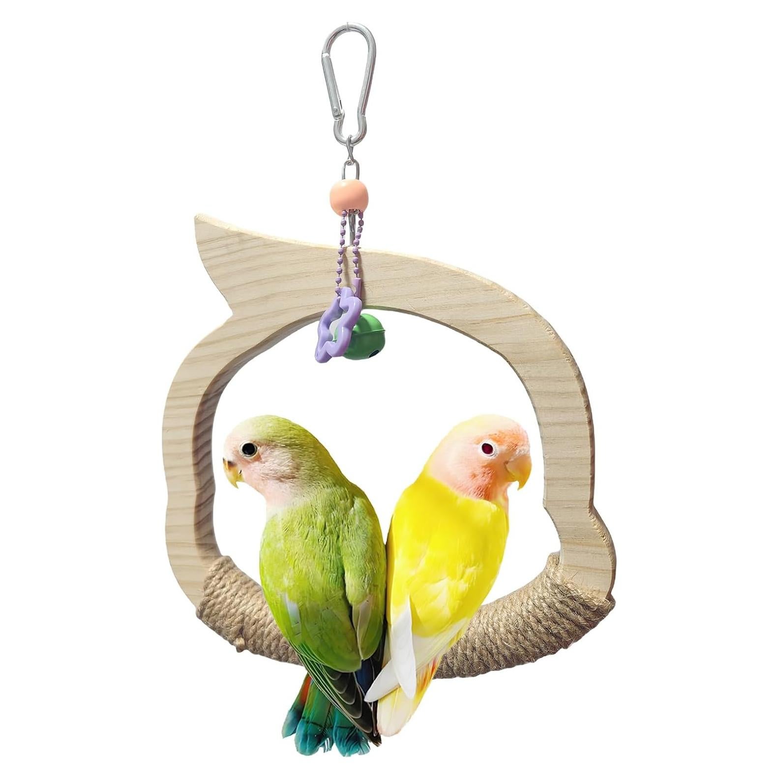 Columpio de Madera Natural para Aves TogyGooty con Campana