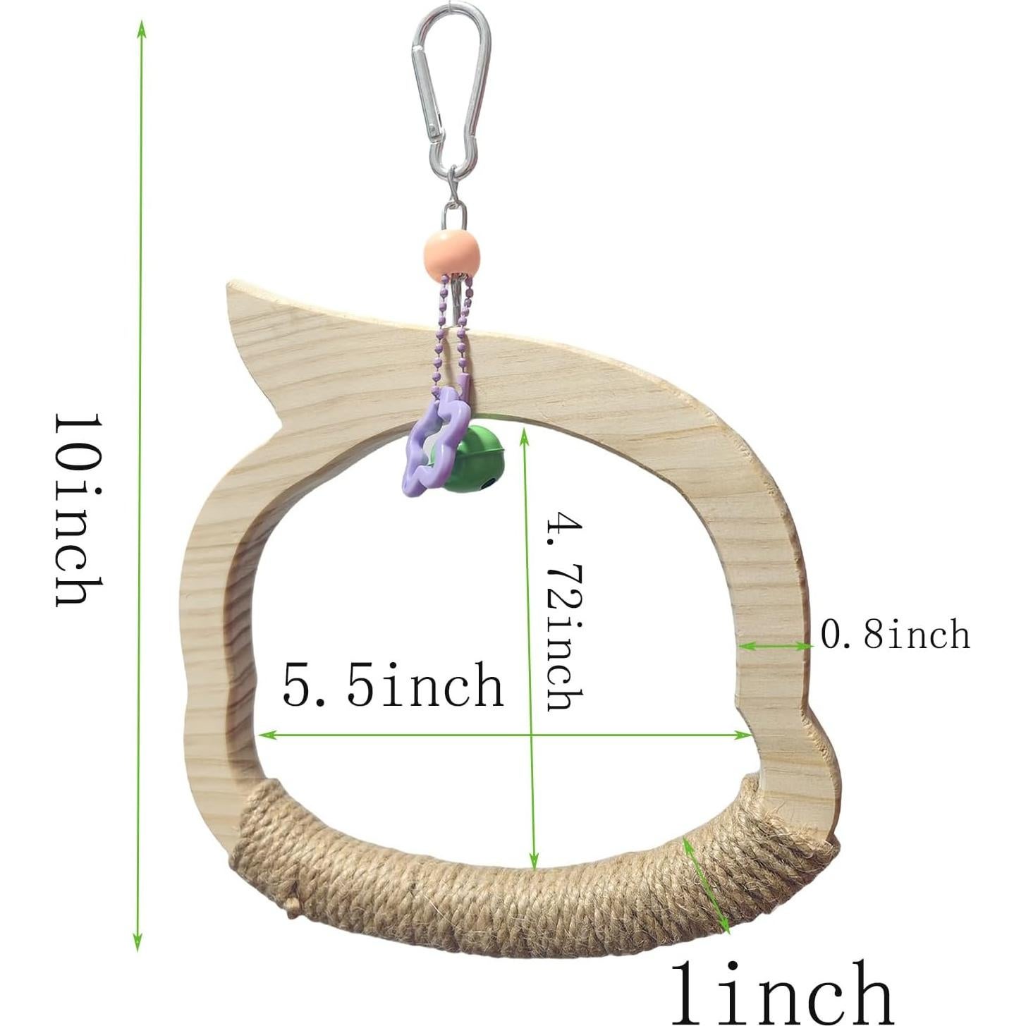 Columpio de Madera Natural para Aves TogyGooty con Campana