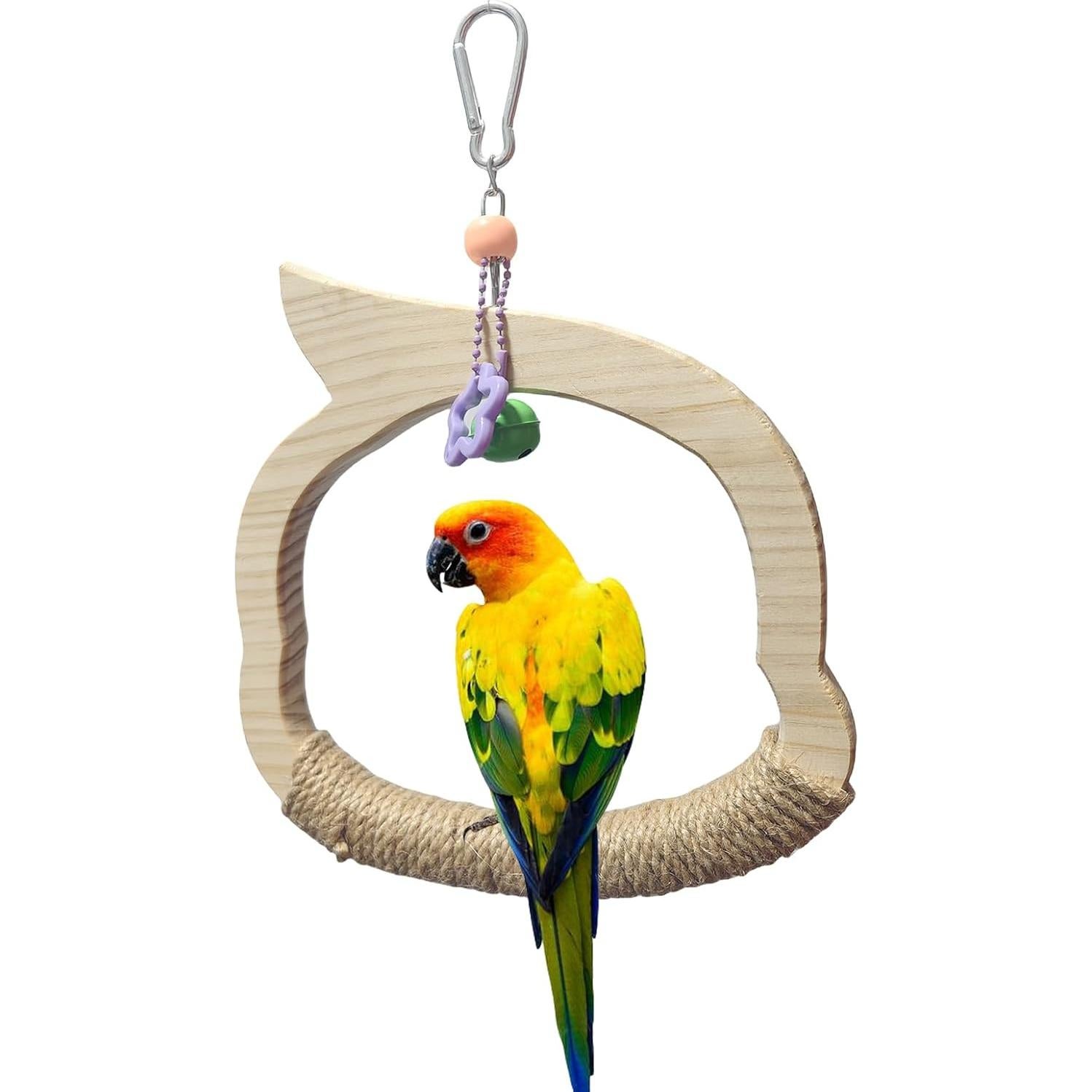 Columpio de Madera Natural para Aves TogyGooty con Campana