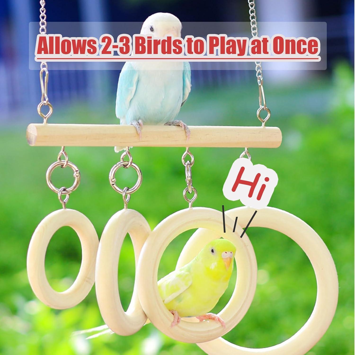 Anillos de Columpio para Aves Admaison - 4 Anillos de Madera