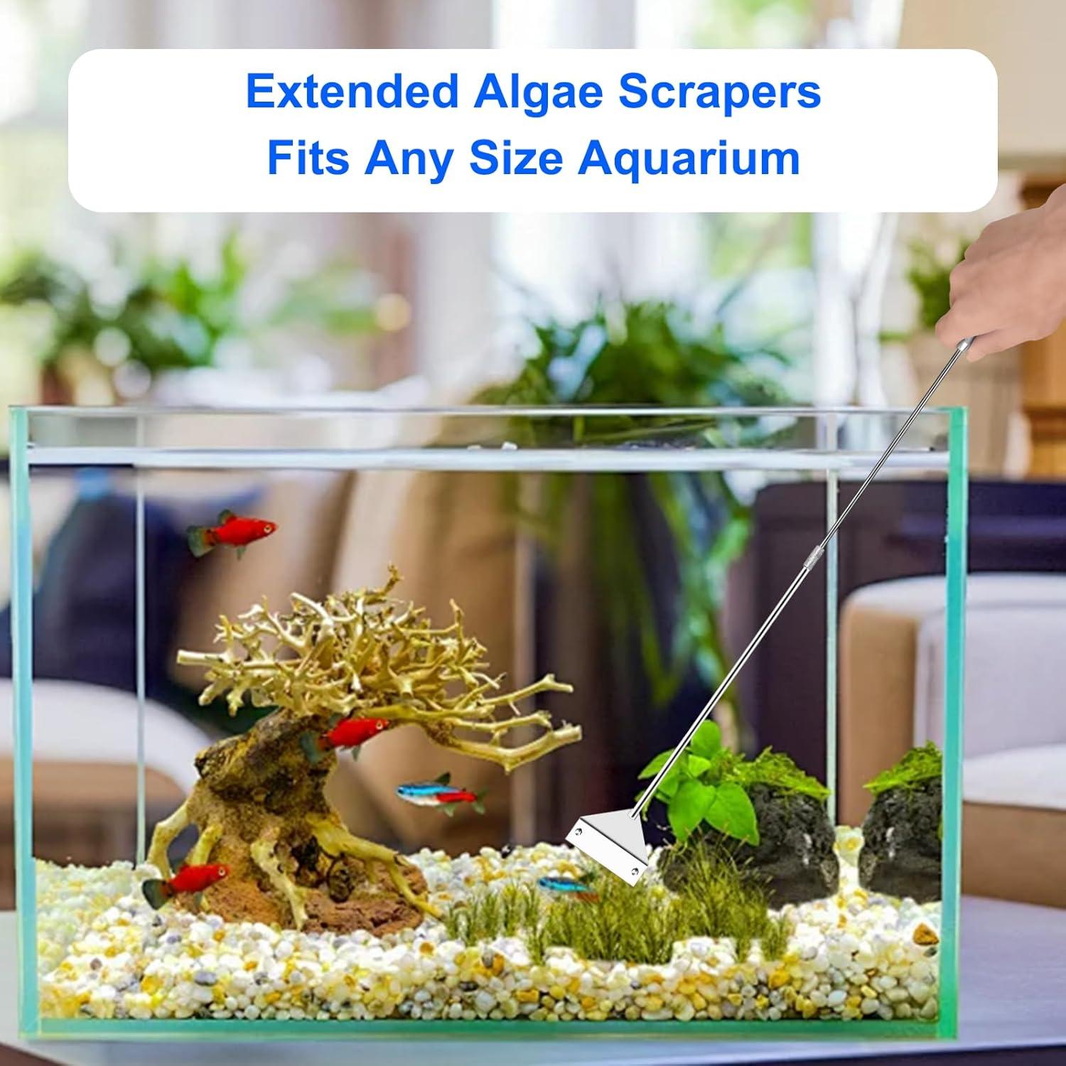 Raspador de Algas para Acuarios Ymiueip 63.5 cm Acero Inoxidable