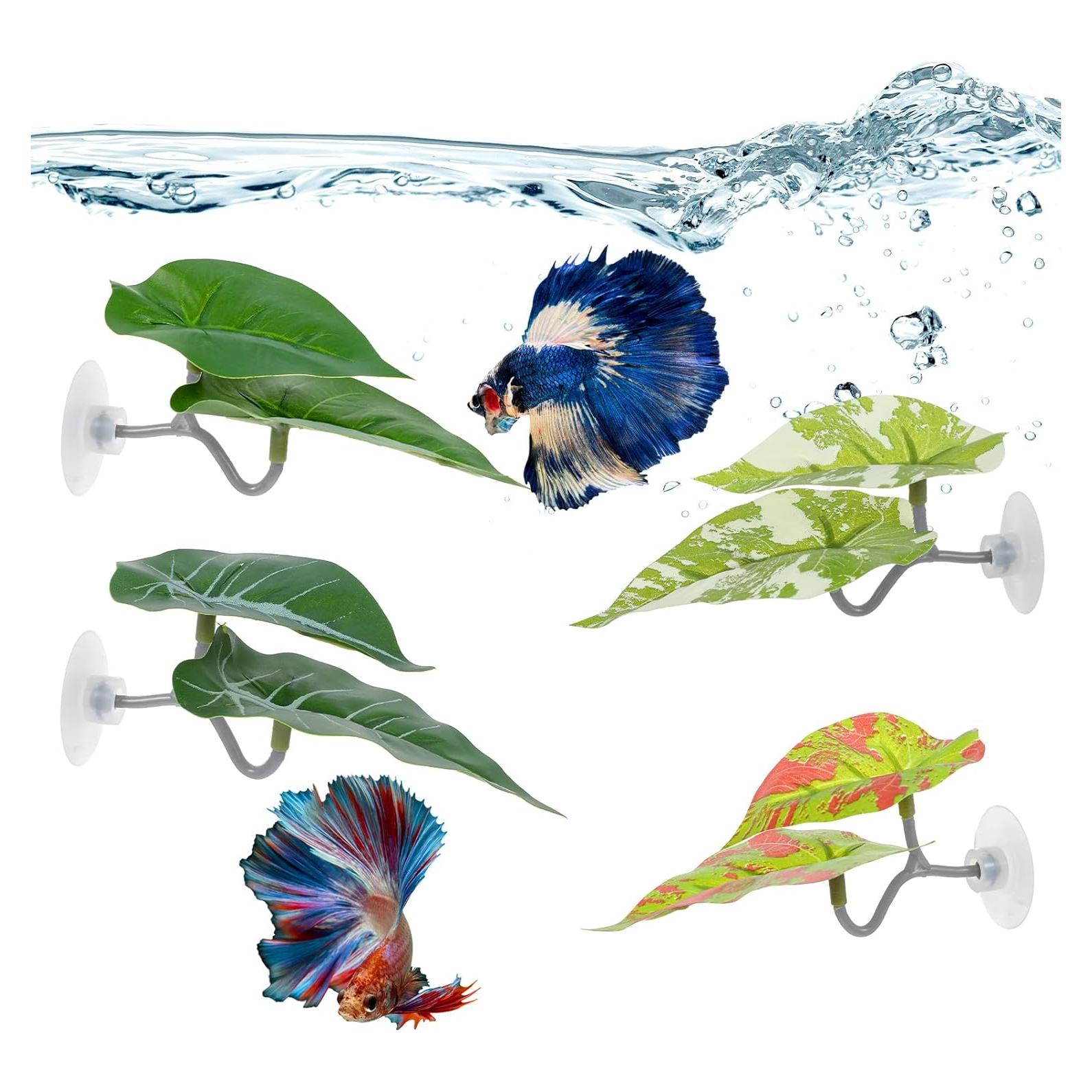 4 Piezas Hamaca de Hoja para Betta Quilax - Decoración Acuario 11x5x5 cm