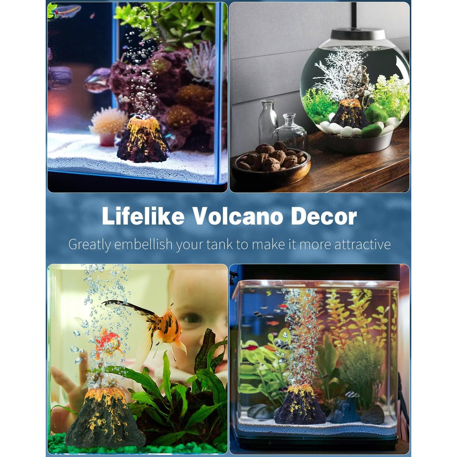 Adorno de Volcán para Acuario Uniclife 6.6x4.6cm con Burbujador