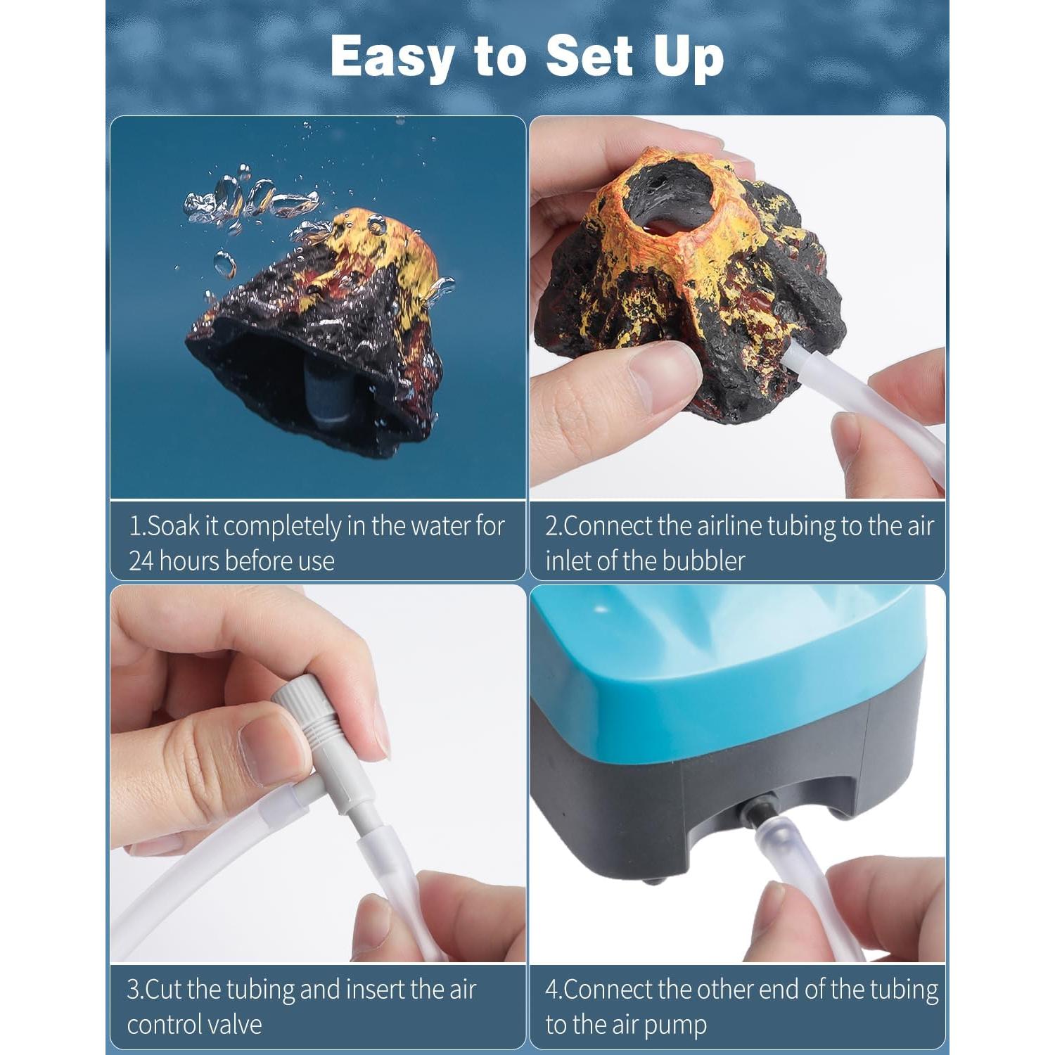 Adorno de Volcán para Acuario Uniclife 6.6x4.6cm con Burbujador