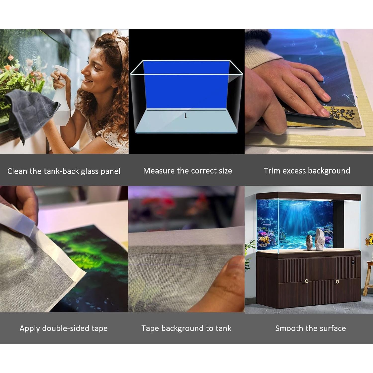 Fondo de Acuario Riivvdise 75x30cm Vinilo Verde Submarino