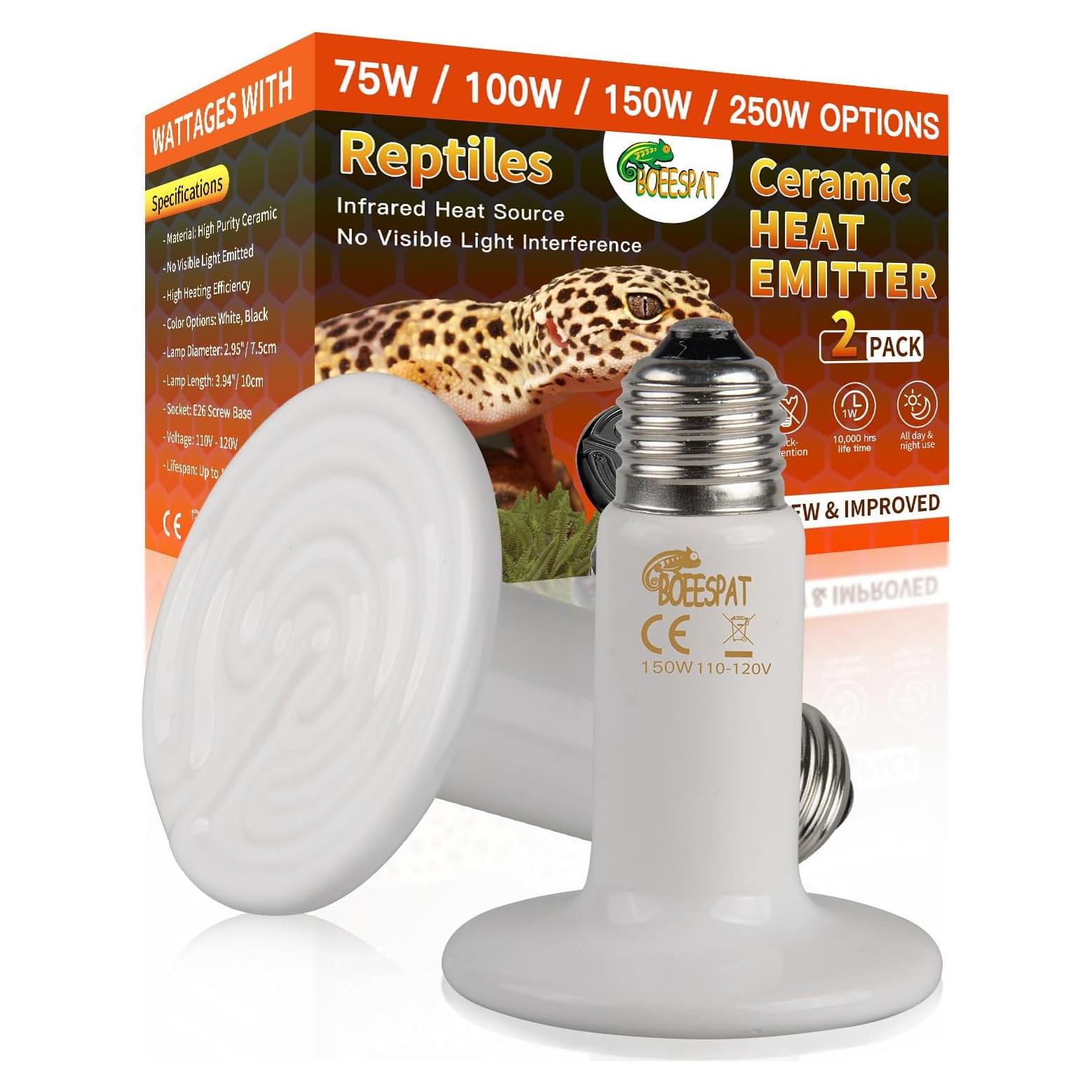 Bombillas de Calor Cerámico BOEESPAT 100W Paquete de 2