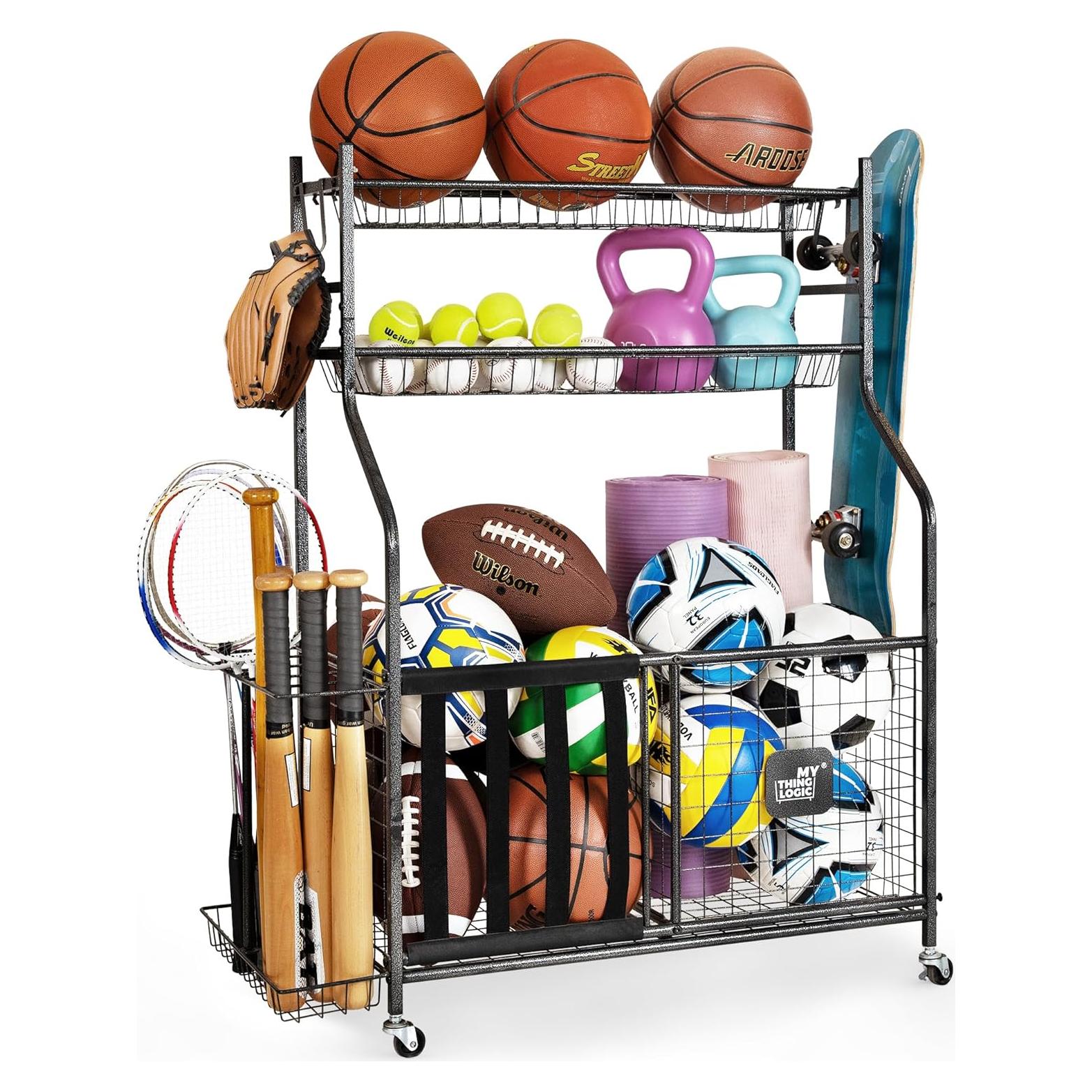 Organizador Deportivo Mythinglogic para Garaje con Ruedas y Ganchos