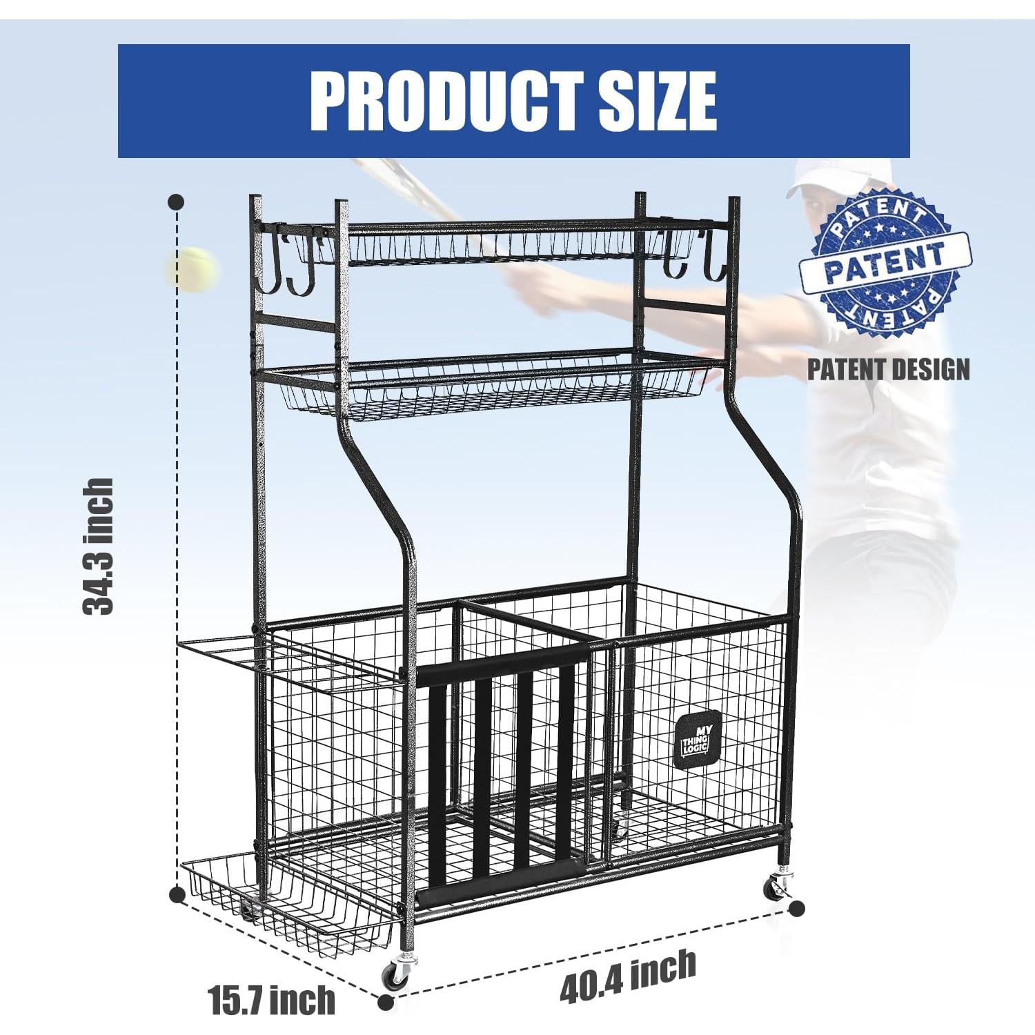 Organizador Deportivo Mythinglogic para Garaje con Ruedas y Ganchos