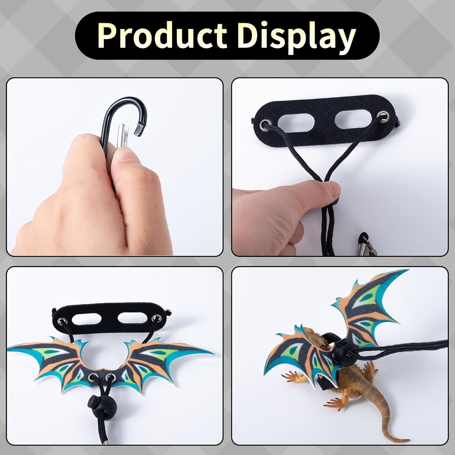 Arnés y Correa para Reptiles COMSUN con Alas de Dinosaurio