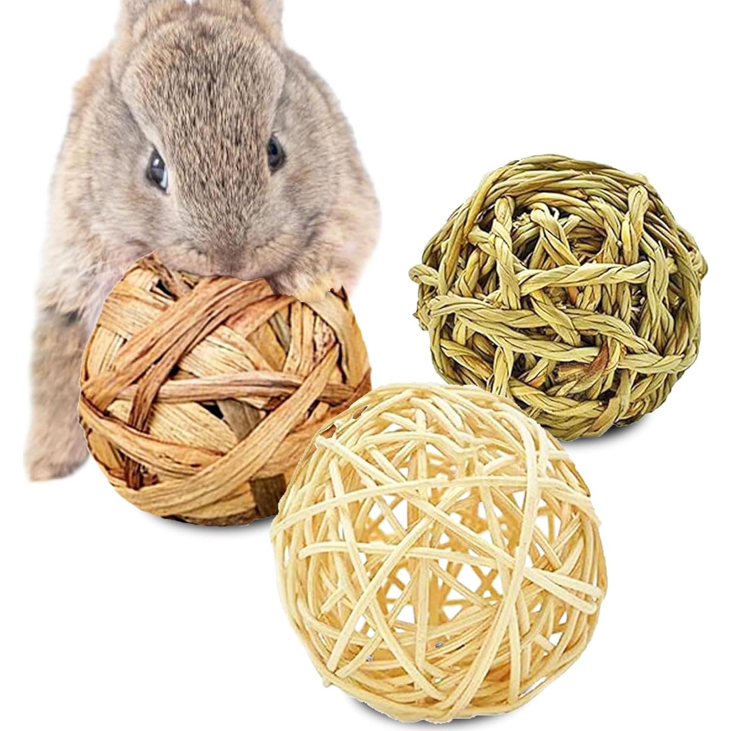 Bolas Masticables SunGrow para Conejos y Gatos - 3 Pcs