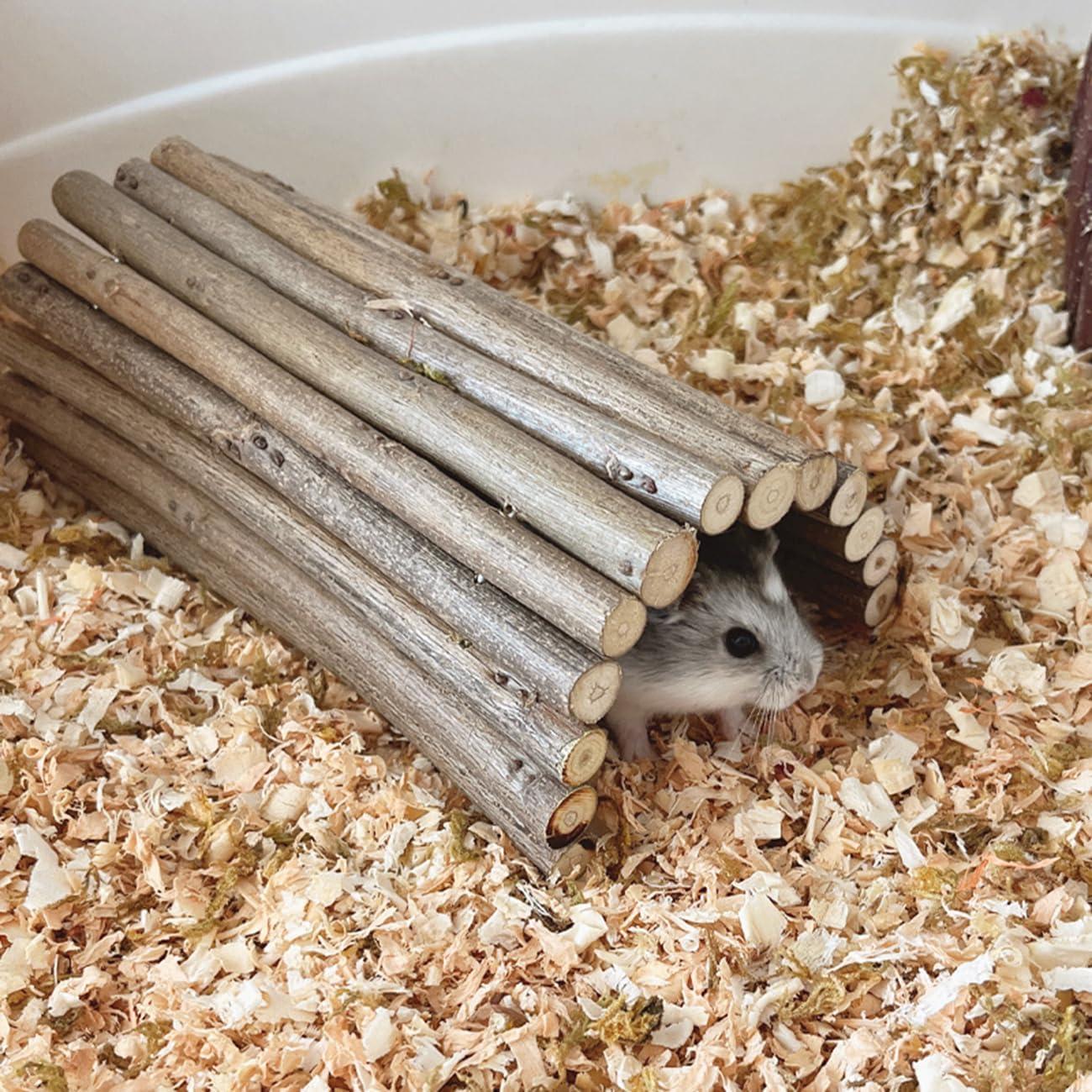 Túnel de Madera Natural para Hámster y Ratón DEMONTALK 15x20cm