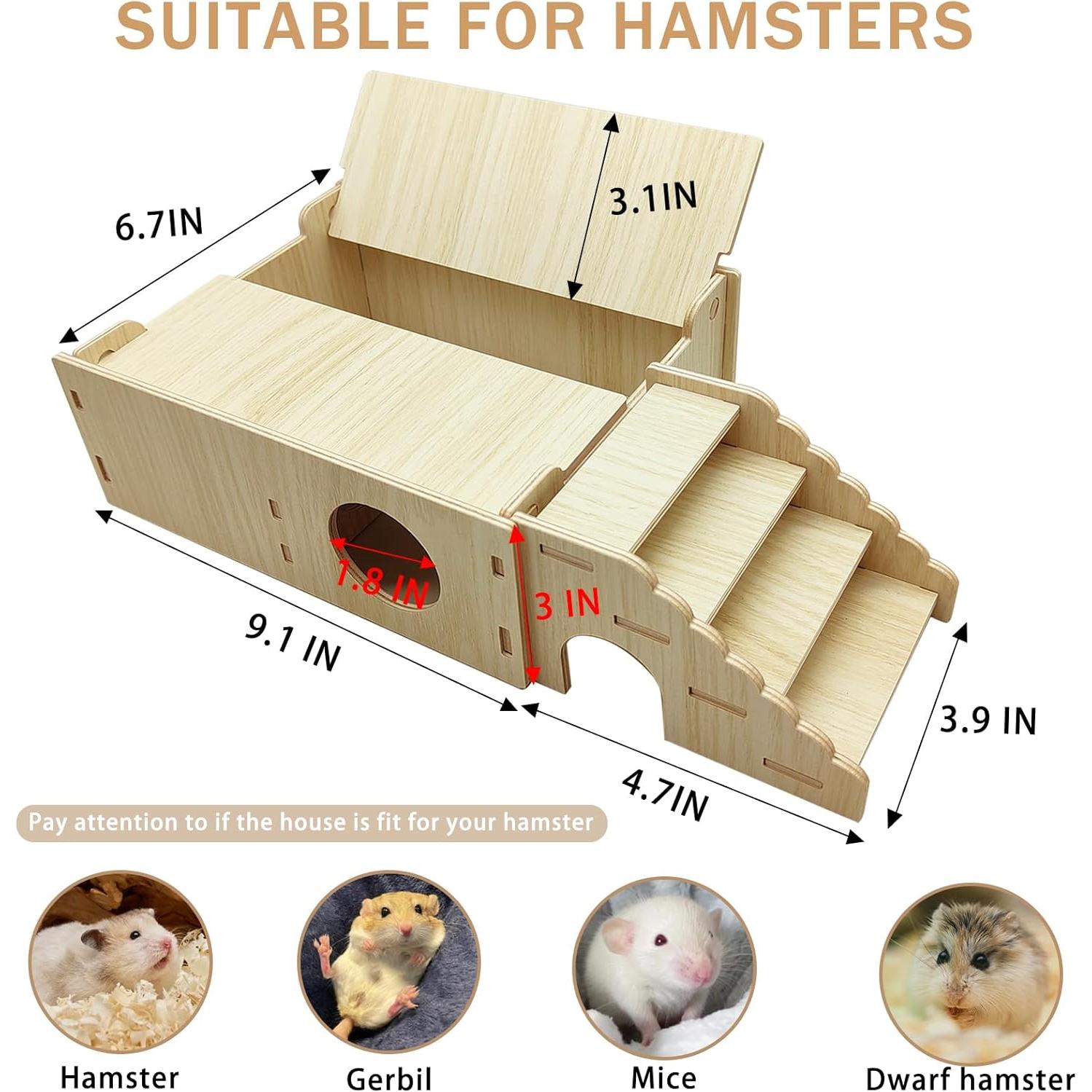 Túnel de Madera Hamiledyi para Hámster 20.8x18.0 cm